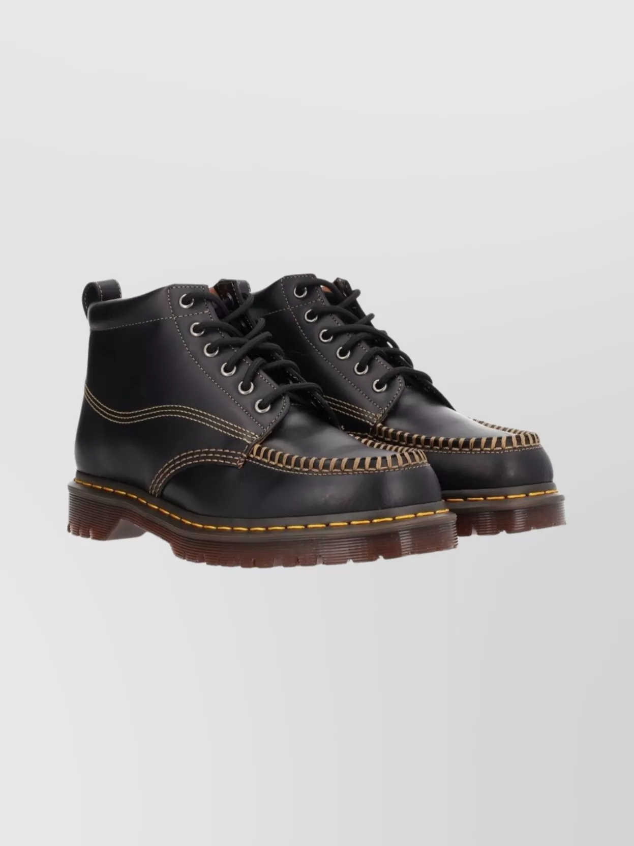 Dr Martens Stylish Boots With Contrast Stitching And Lug Sole