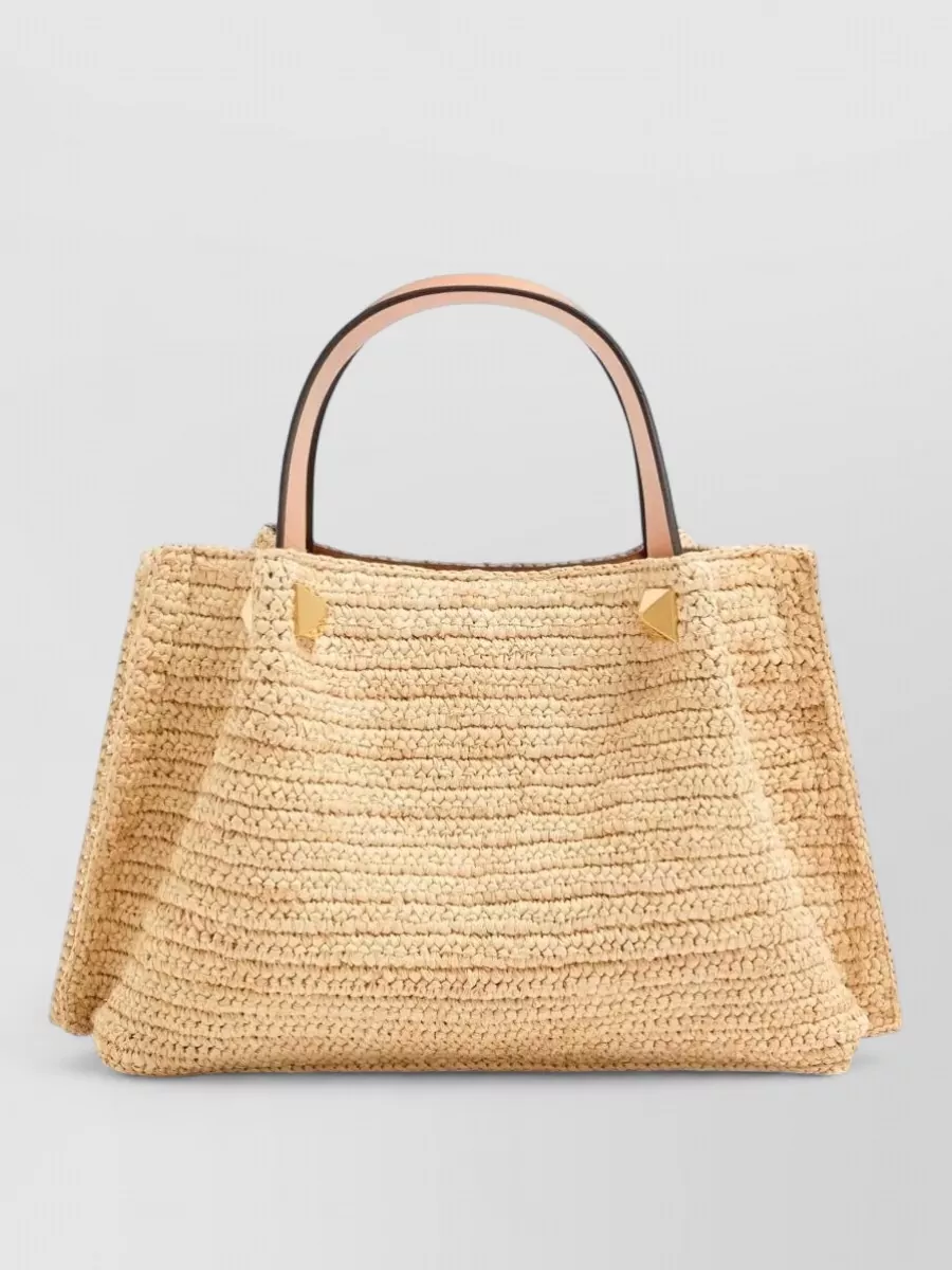Valentino Garavani Vlogo Signature Small Raffia Beach Bag