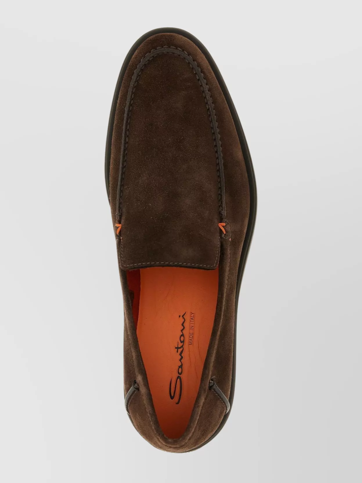 Santoni Round Toe Suede Loafers With Rubber Sole