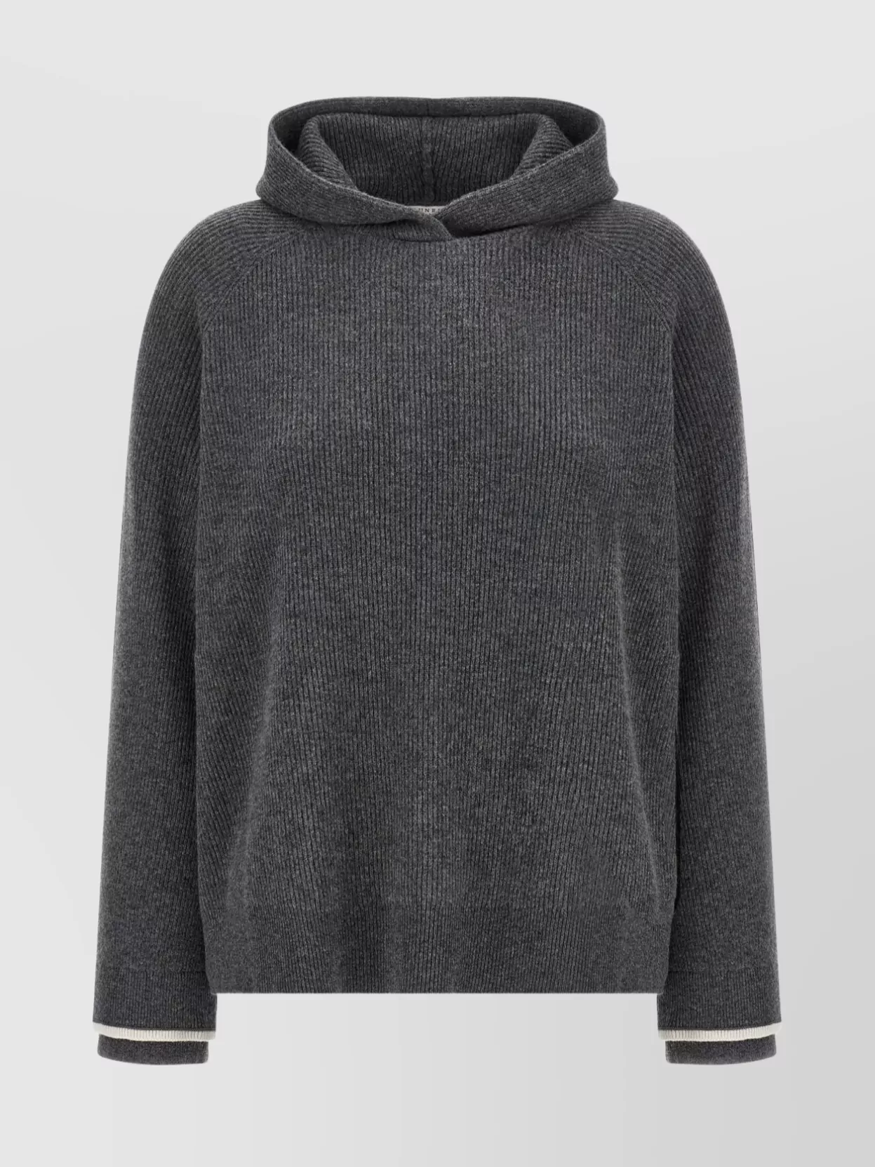 Brunello Cucinelli Ribbed Texture Hooded Sweater With Long Sleeves In Black