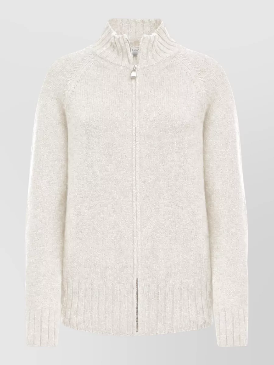 Malo cashmere fine-knit funnel-neck zip-up bomber jacket