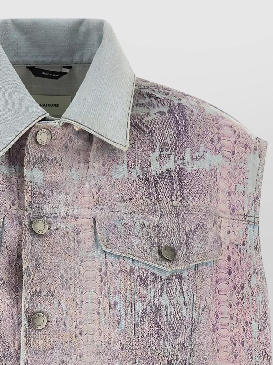 Haikure Janette Denim Collar Snakeskin Pattern Vest