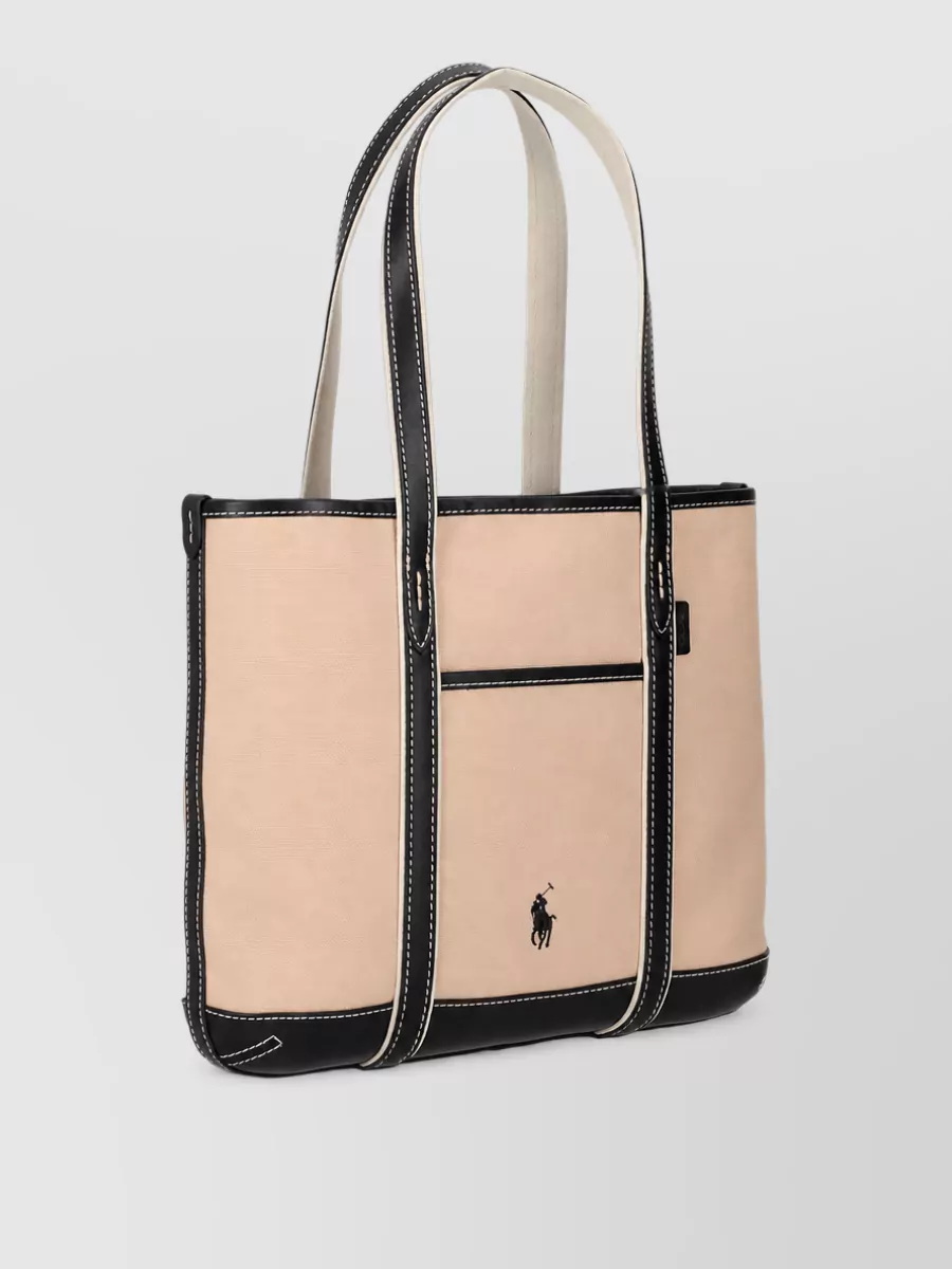 Ralph Lauren Canvas Leather Small Tote Bag