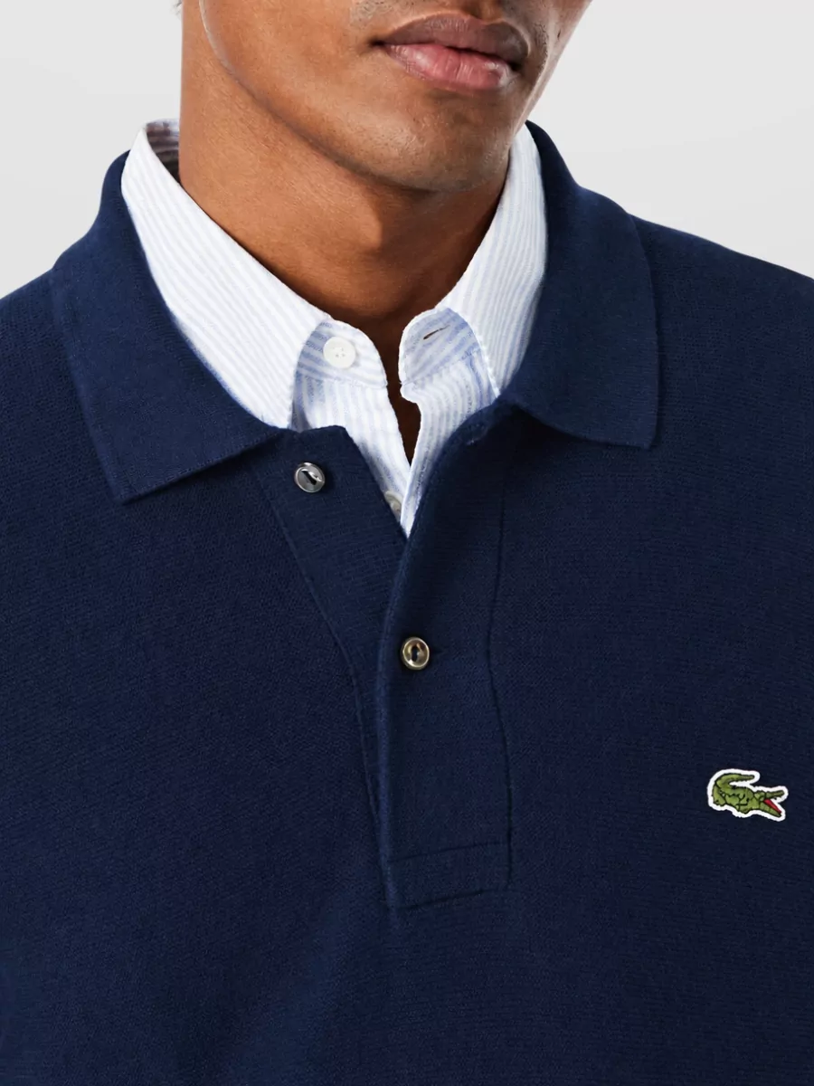 Lacoste Regular-Fit Knitted Long-Sleeve Polo Shirt