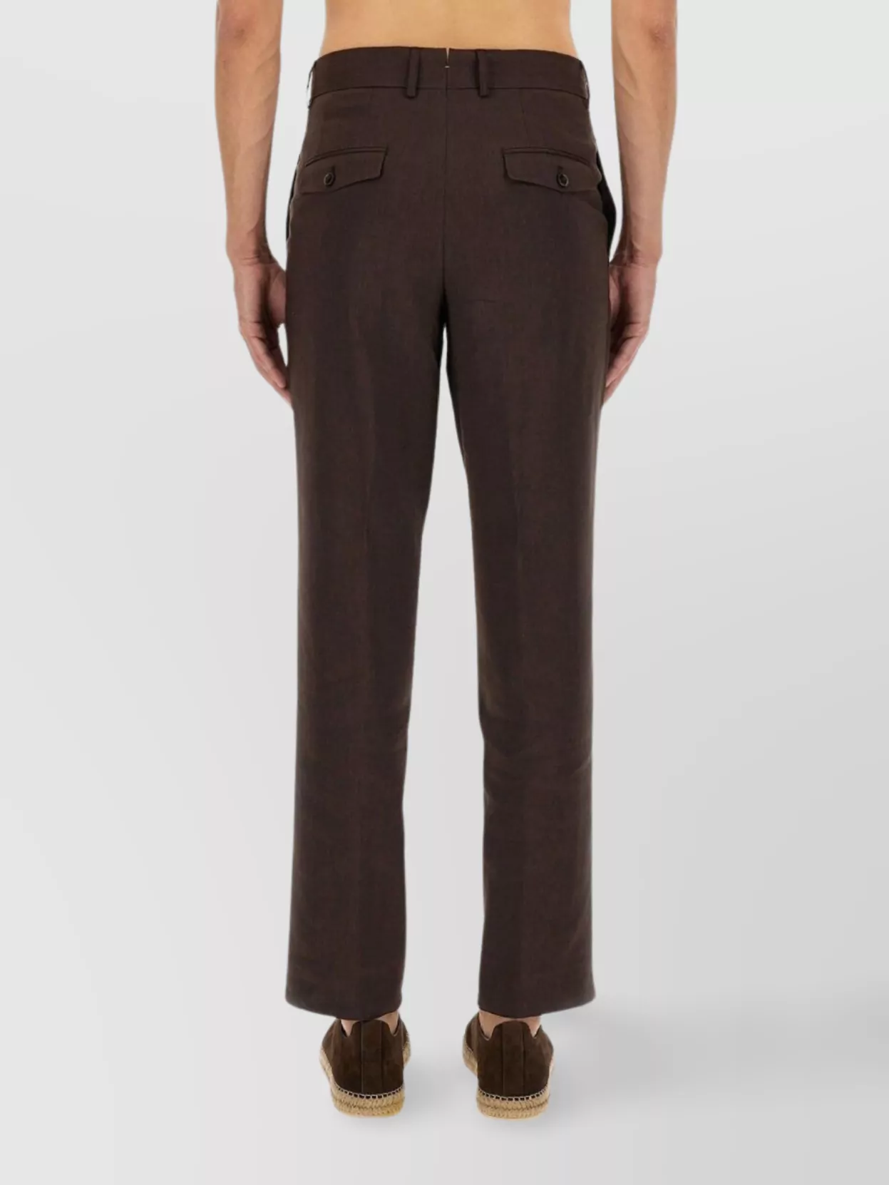 Boss Linen Pants With Belt Loops And Pleats