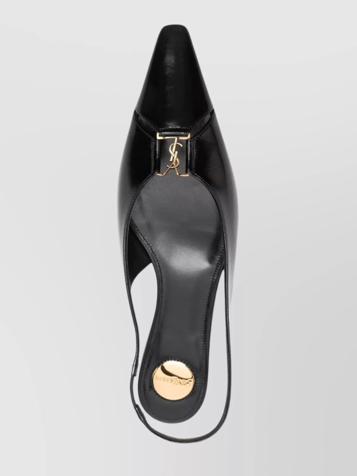 Saint Laurent Leather Slingback Ballet Flats With Pointed Toe