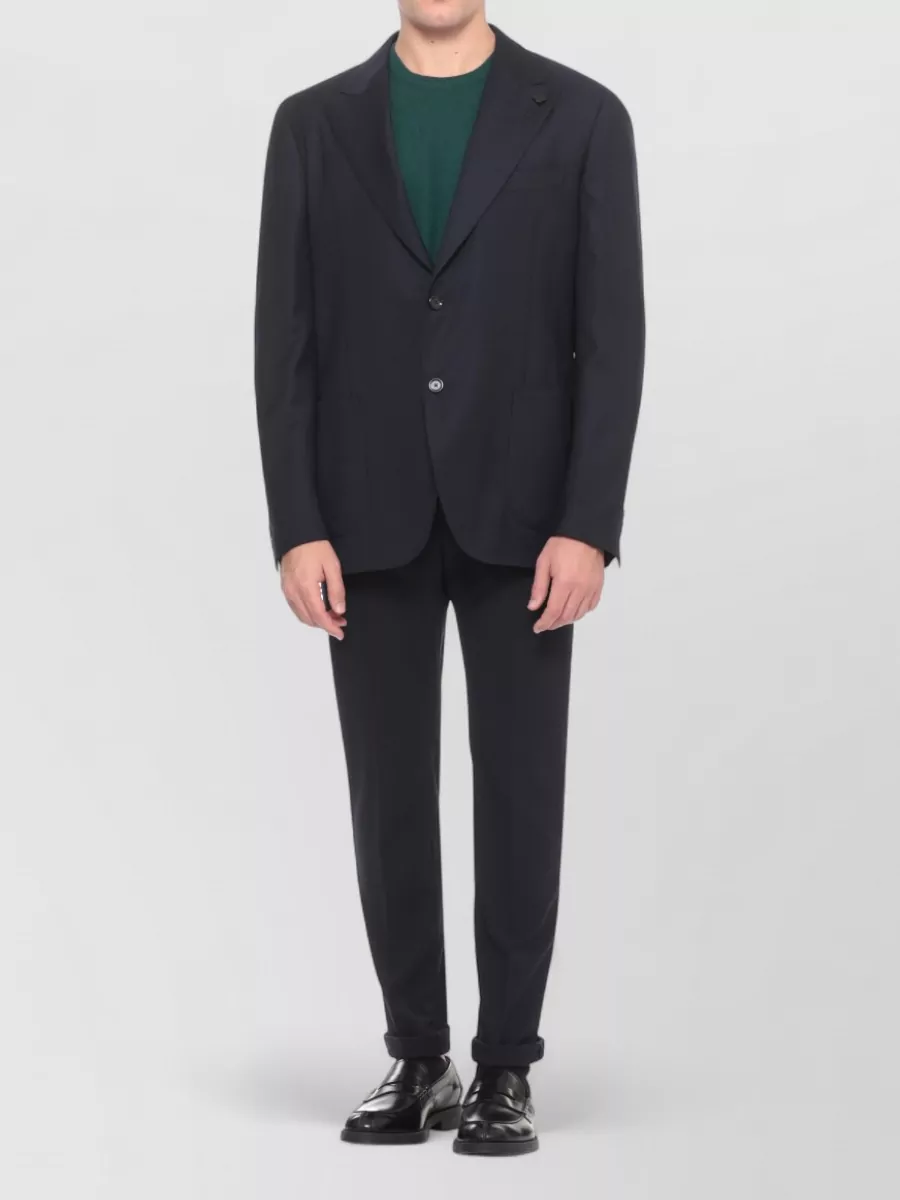 Lardini Single Breasted Wool Blazer Peak Lapel