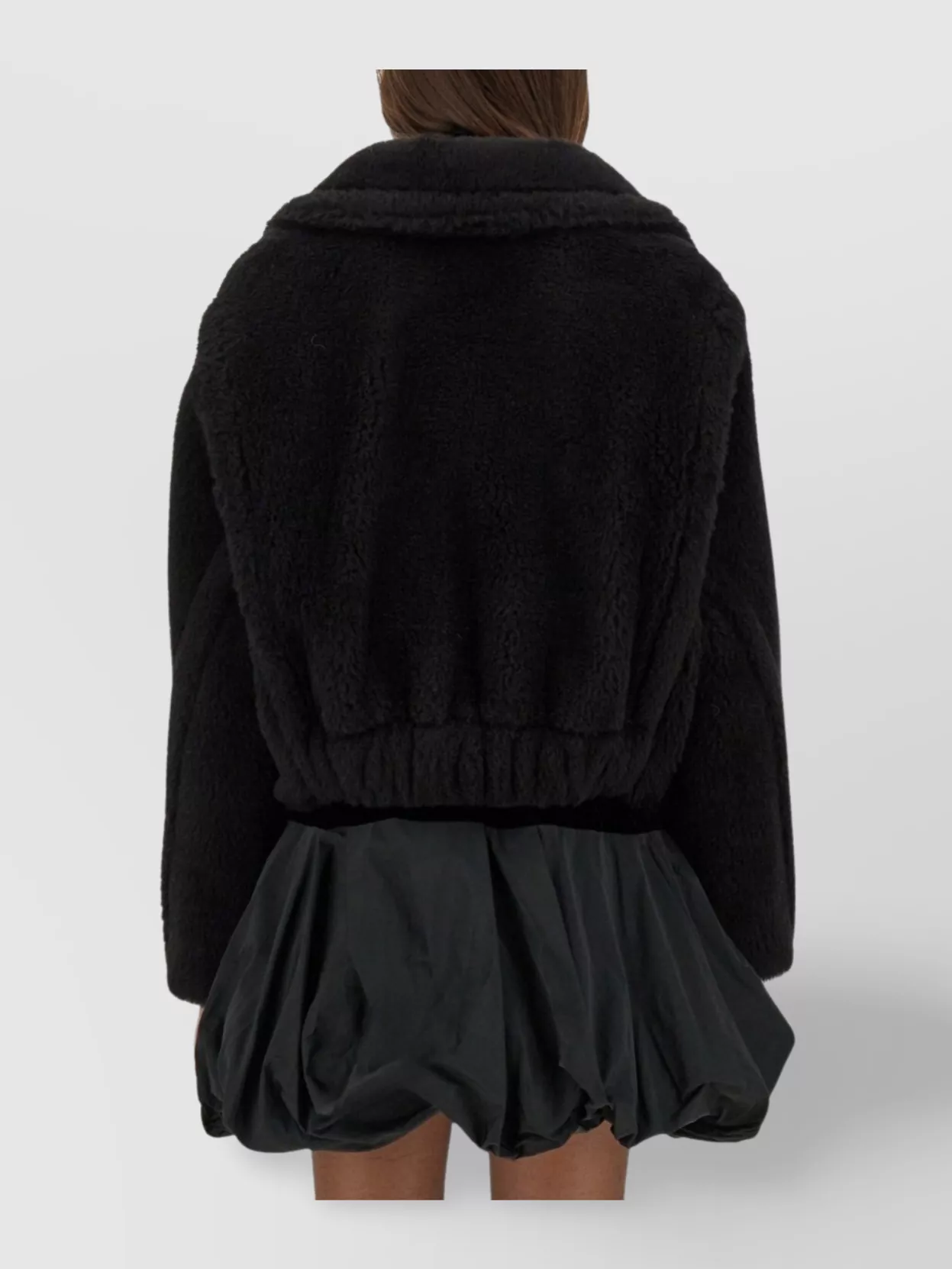 Max Mara Short Faux Fur Coat With Shawl Collar In Black
