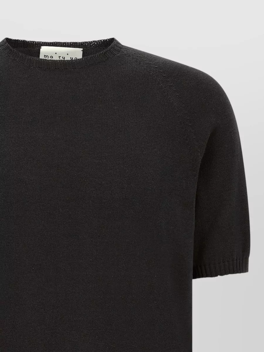 Ma'ry'ya Ribbed Cotton Short-Sleeve Sweater
