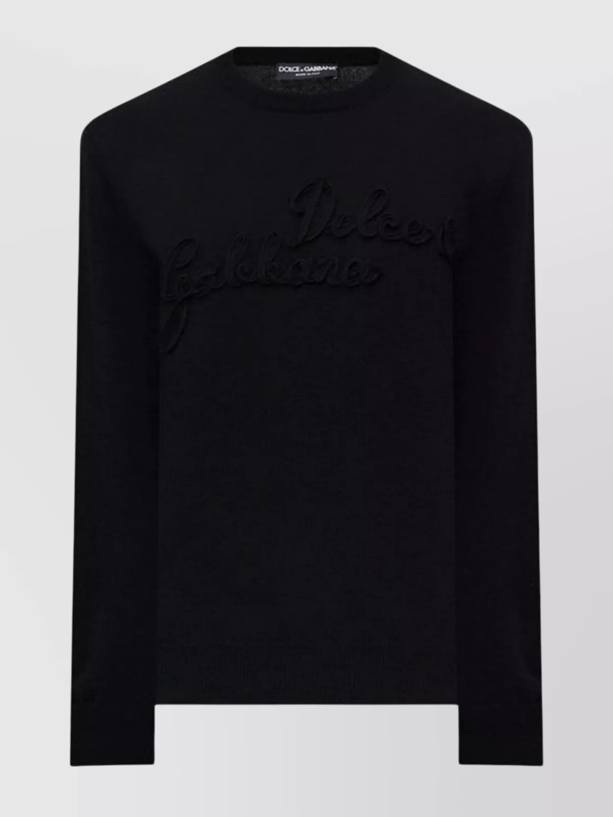 Dolce & Gabbana Cashmere Round-neck Sweater With Dg Embroidery In Black