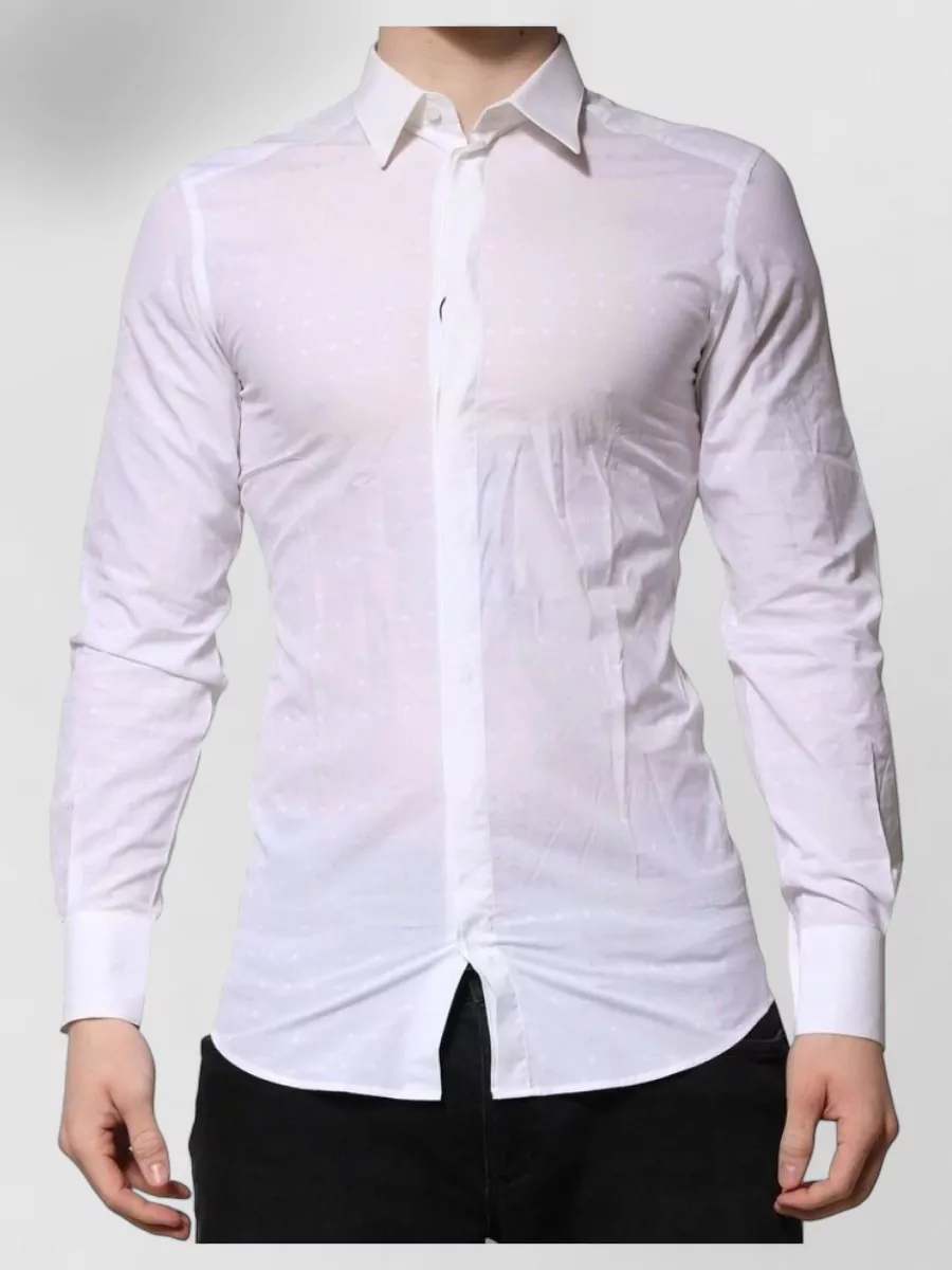 Dolce&Gabbana cotton slim-fit dotted long-sleeve dress shirt