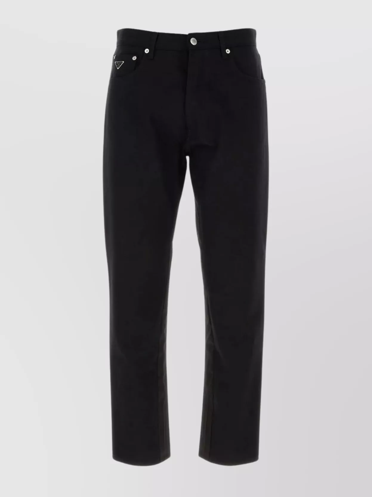 Shop Prada Denim Trousers With Waist Belt Loops In Black