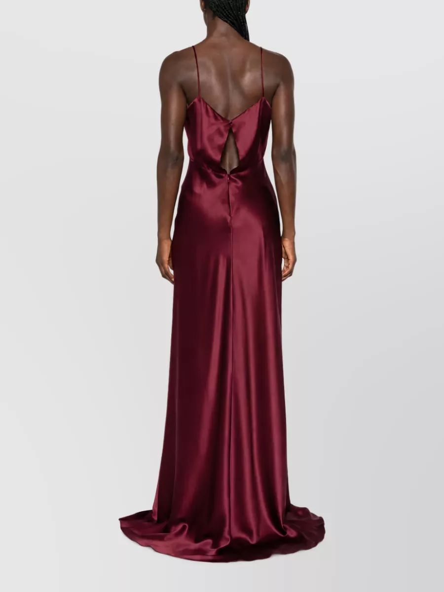 Max Mara Silk Satin Sleeveless V-Neck Maxi Dress