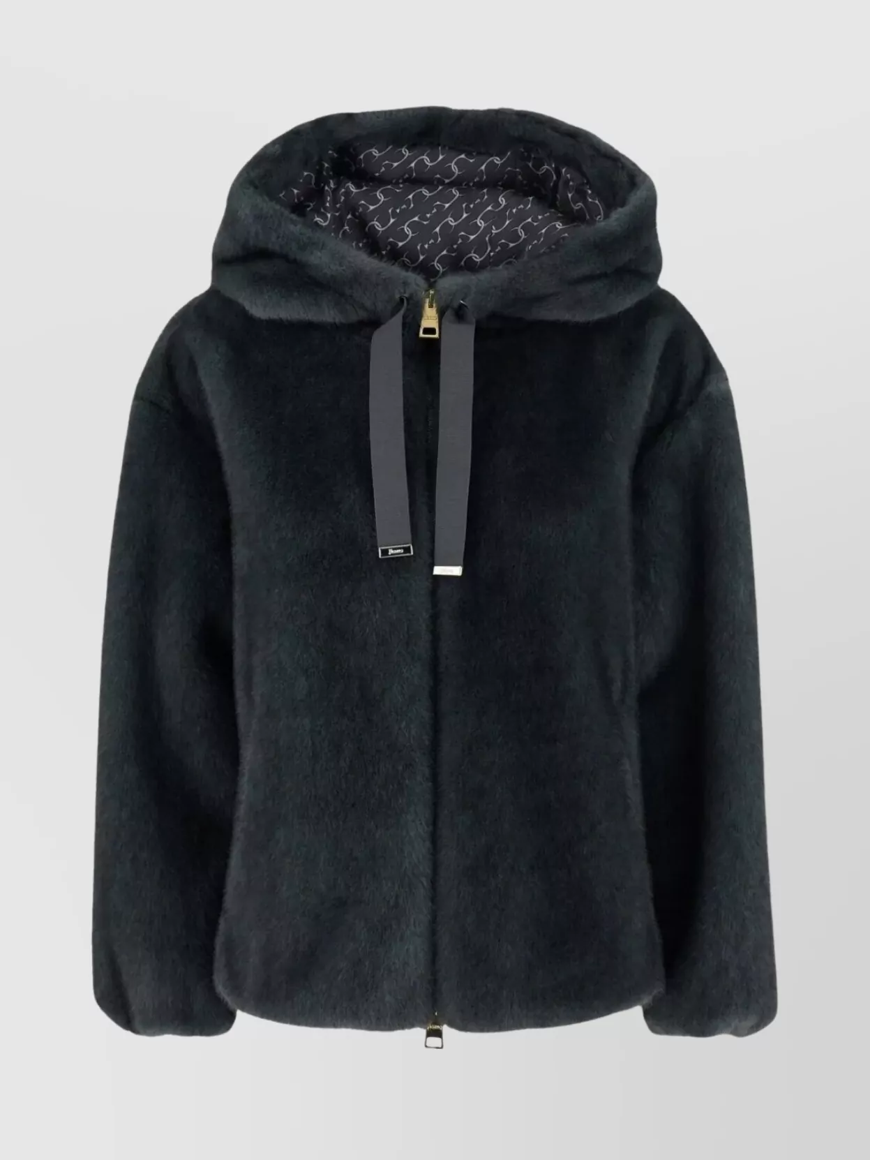 Herno Bomber Style Hooded Jacket With Drawstring Detail In Blue