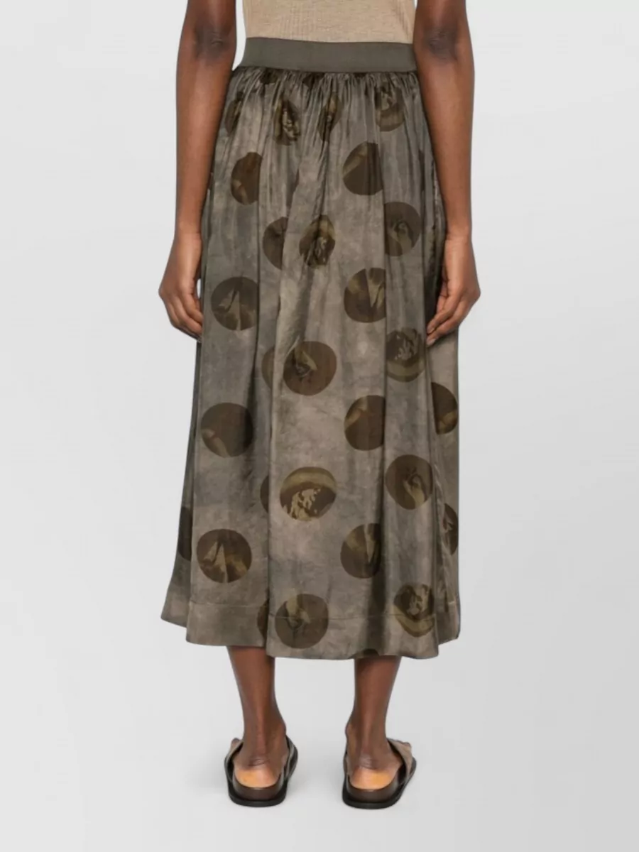 Uma Wang Gillian Midi Skirt Pleated Print Pockets