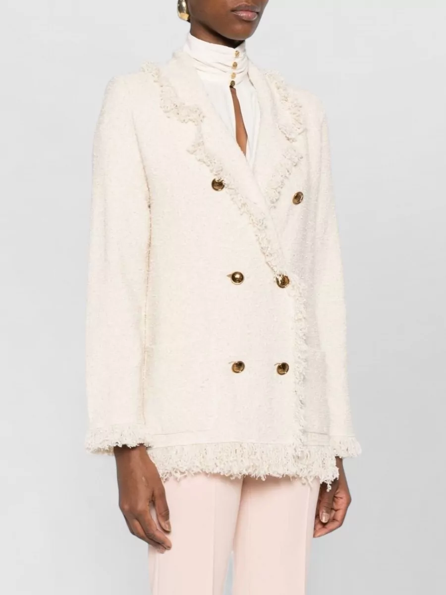 Elisabetta Franchi Cotton Double-Breasted Tweed Jacket