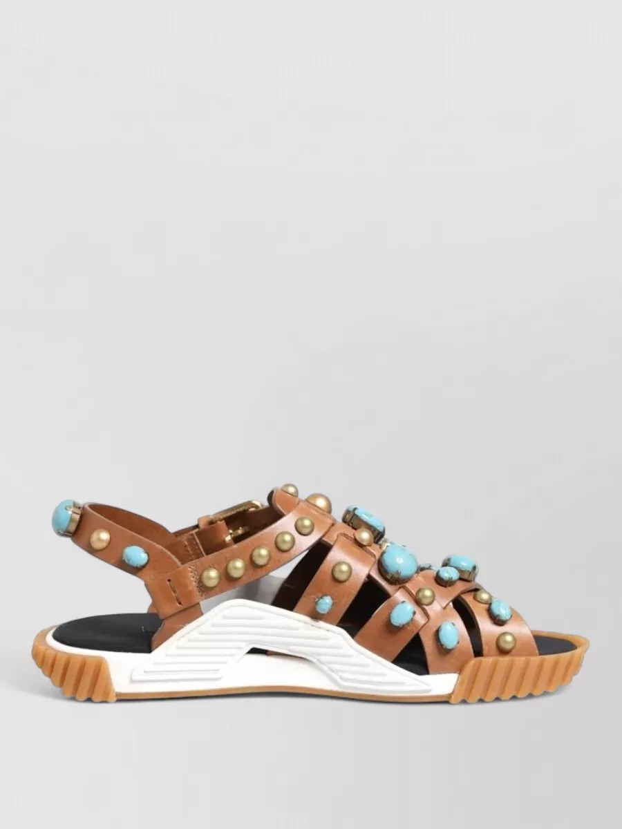 Dolce&Gabbana Leather Studded Slides Sandals