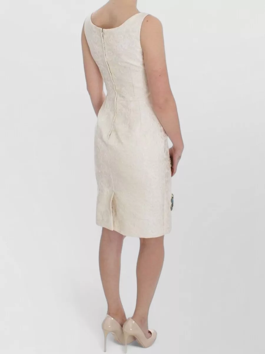 Dolce&Gabbana Silk Sleeveless Floral Brocade Knee-Length Dress