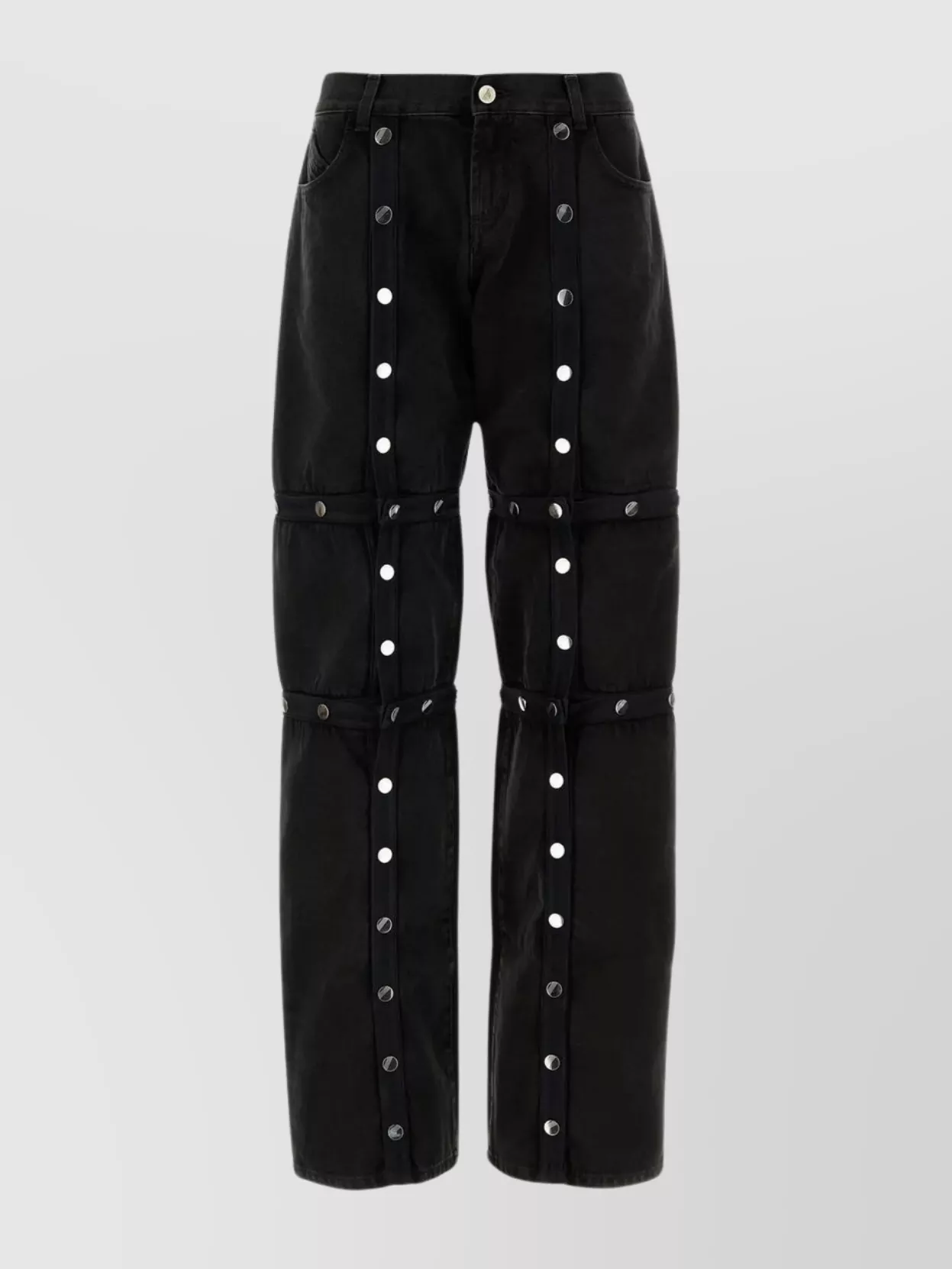Shop Attico High-waisted Wide-leg Denim Trousers In Black
