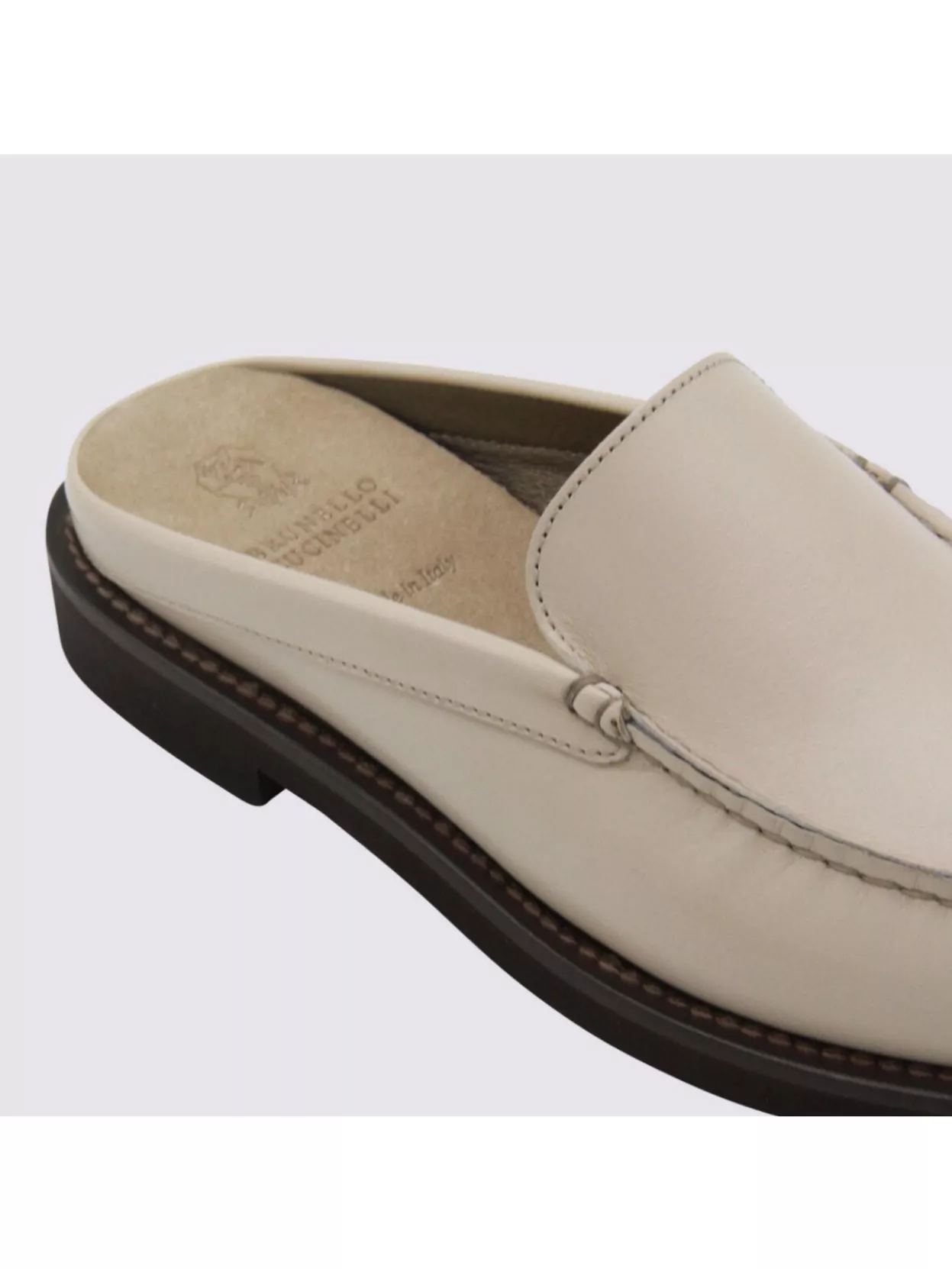 Brunello Cucinelli Stitched Leather Sole Loafers Round Toe