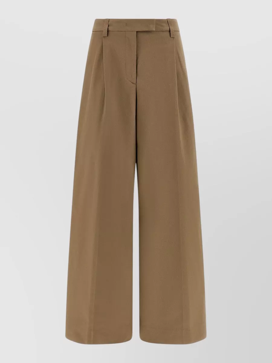 Thelatest cotton pleated wide-leg trousers