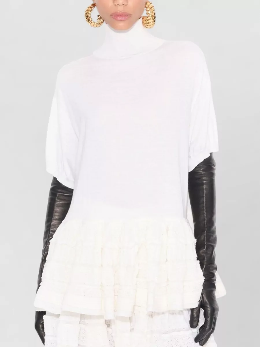 Alaïa Wool Knit Crinoline Top High Neck
