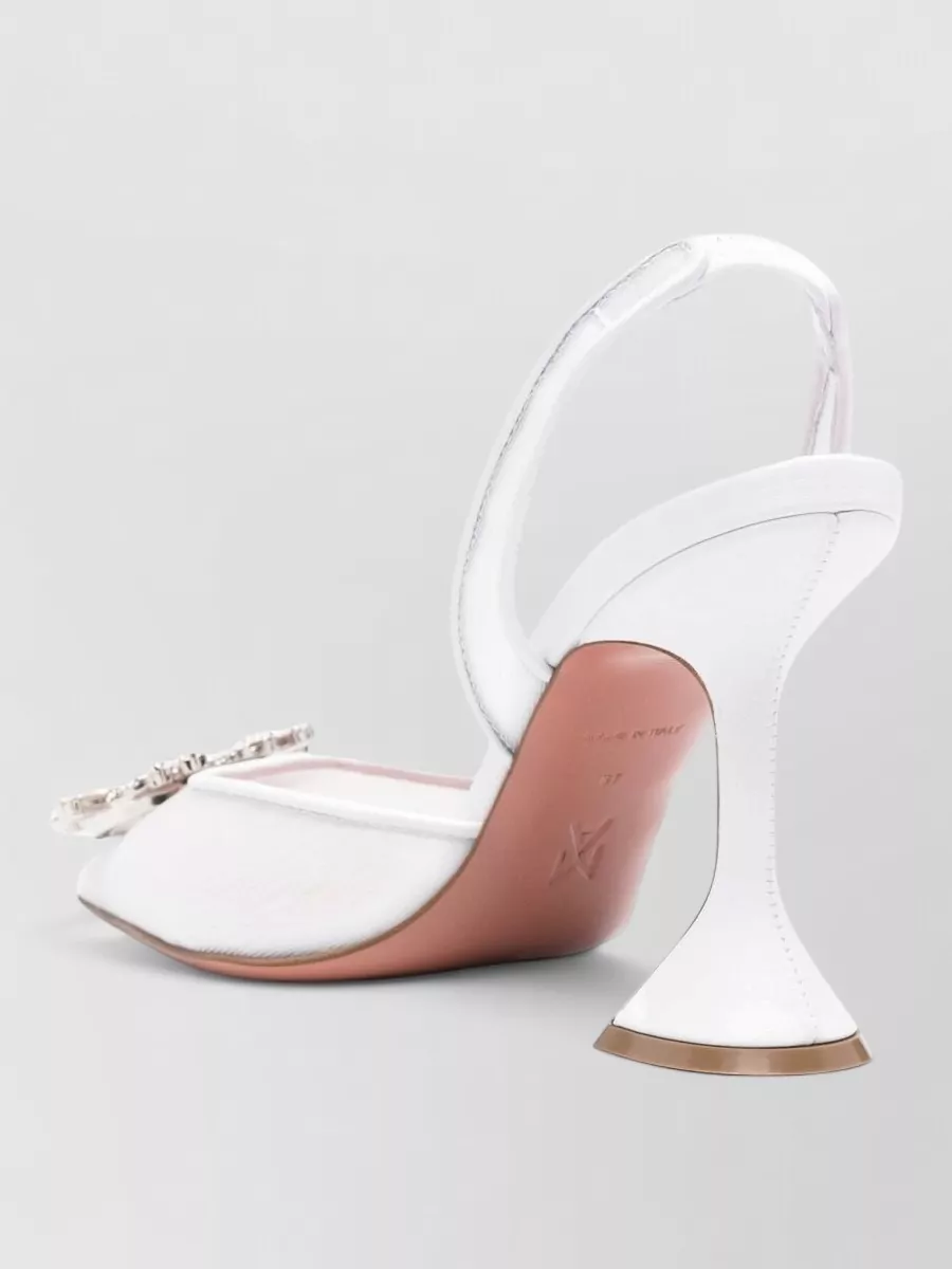 Amina Muaddi Mesh Rhinestone-Embellished Slingback Pumps
