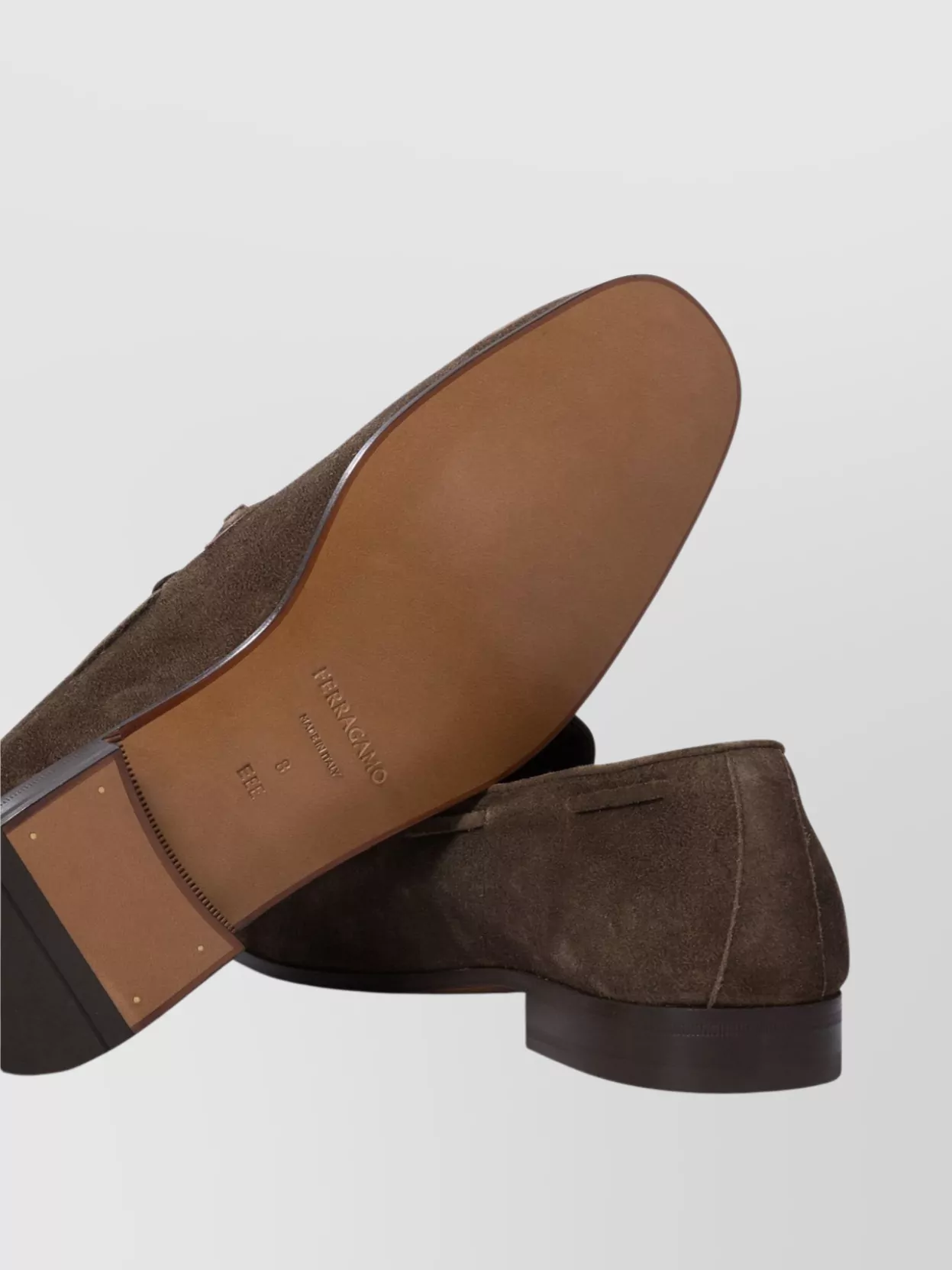Ferragamo Almond Toe Suede Finish Tassel Loafers