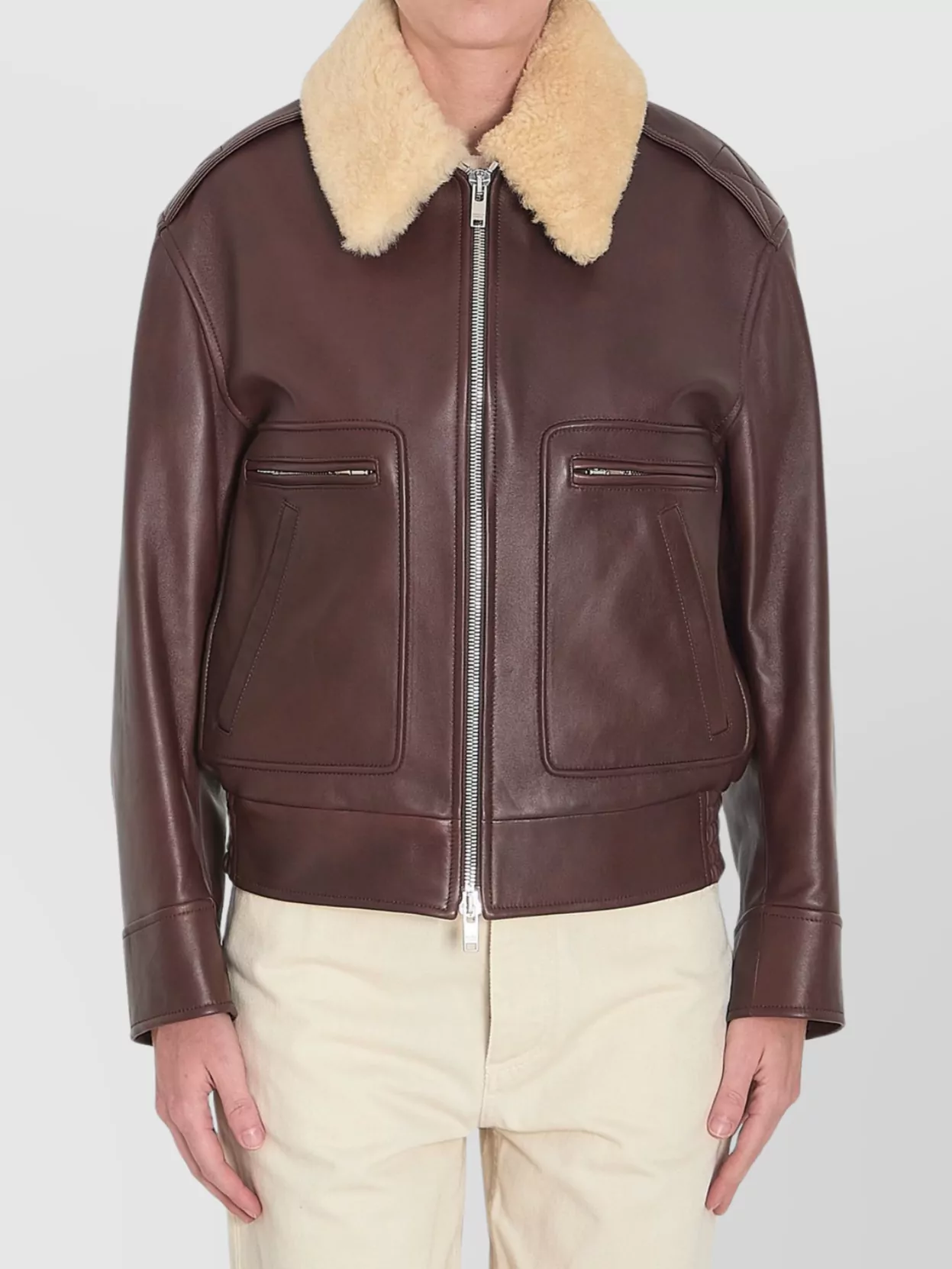 Bottega Veneta Nappa Blouson With Shearling In Brown