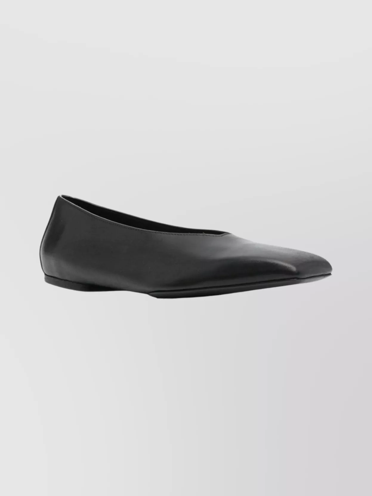Rick Owens Leather Ballet Flats With Flat Sole And Square Toe
