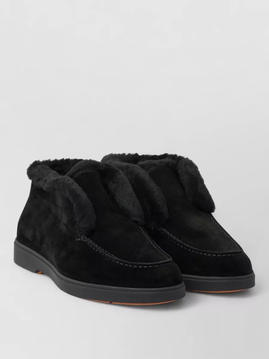 Santoni suede leather fortune loafers