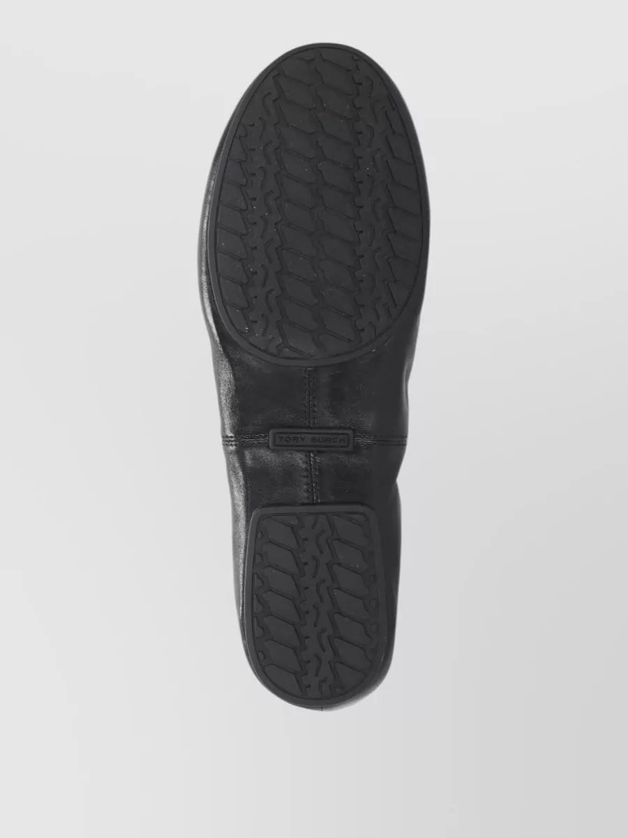 Tory Burch Leather Logo-Buckle Ballerina Flats