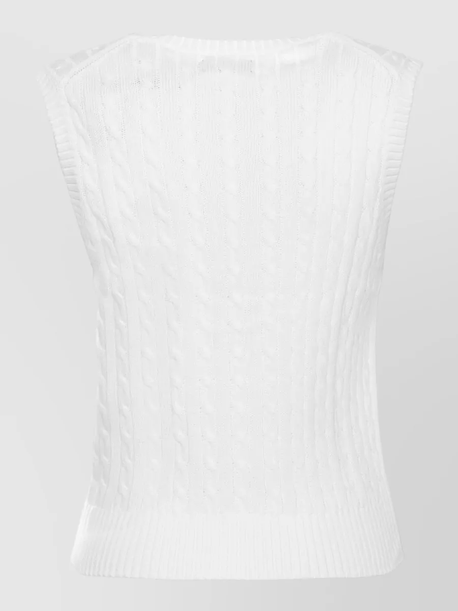 Ralph Lauren Cable-Knit Sleeveless Crewneck Knitted Top