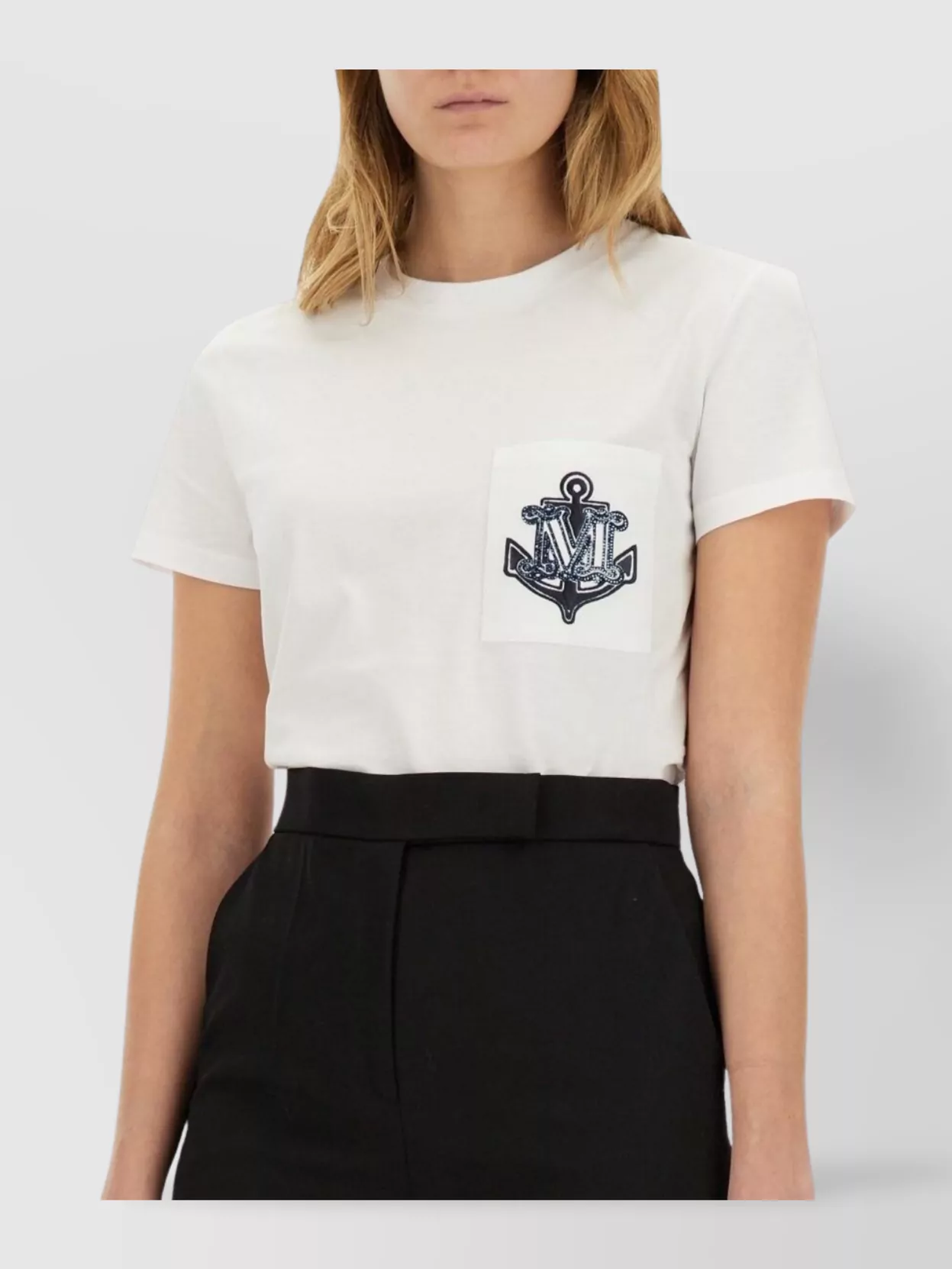 Max Mara Crew Neck T-Shirt Featuring Chest Pocket