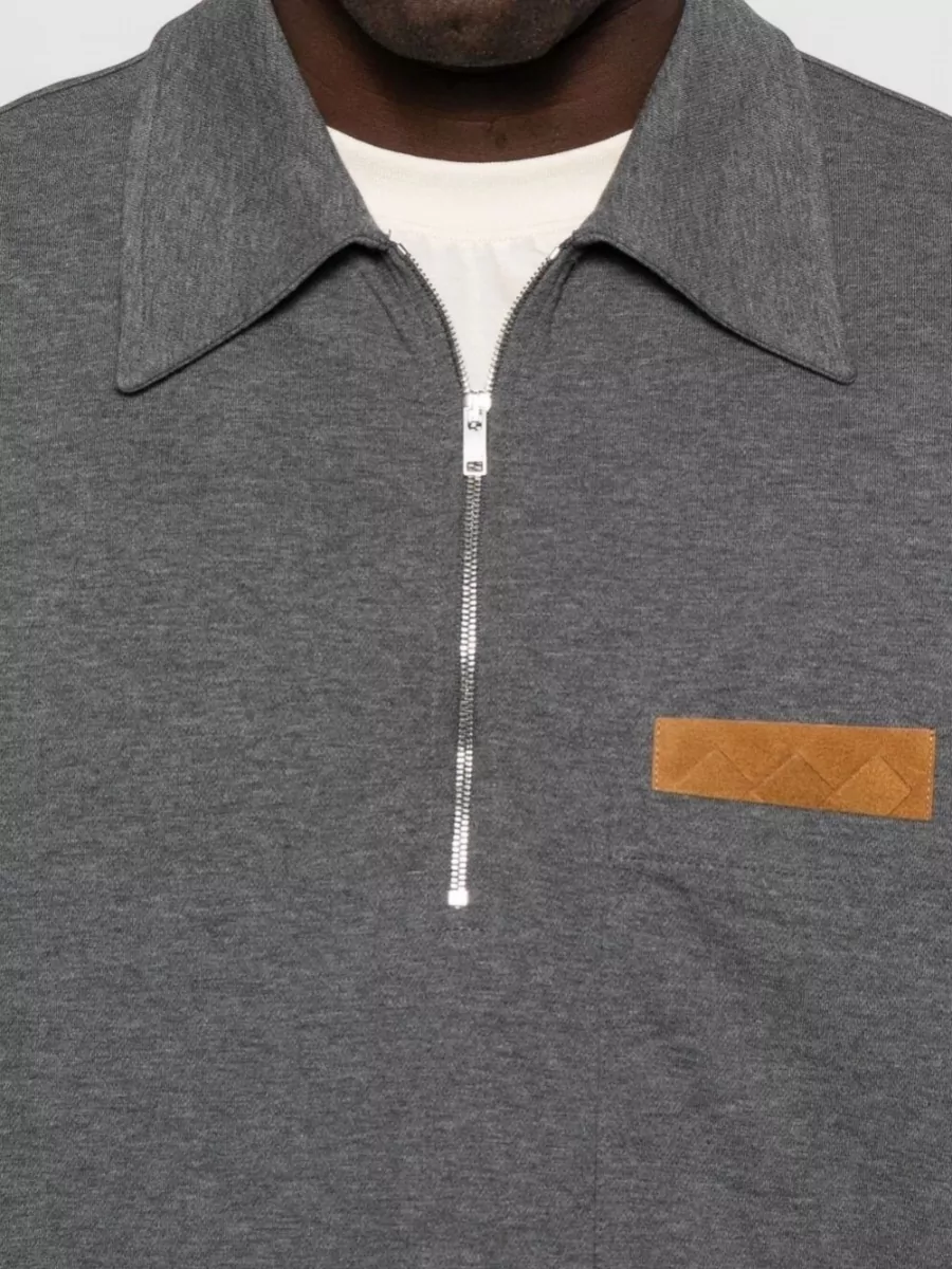 Bottega Veneta Wool Knit Sweater Chest Pocket Ribbed Cuffs