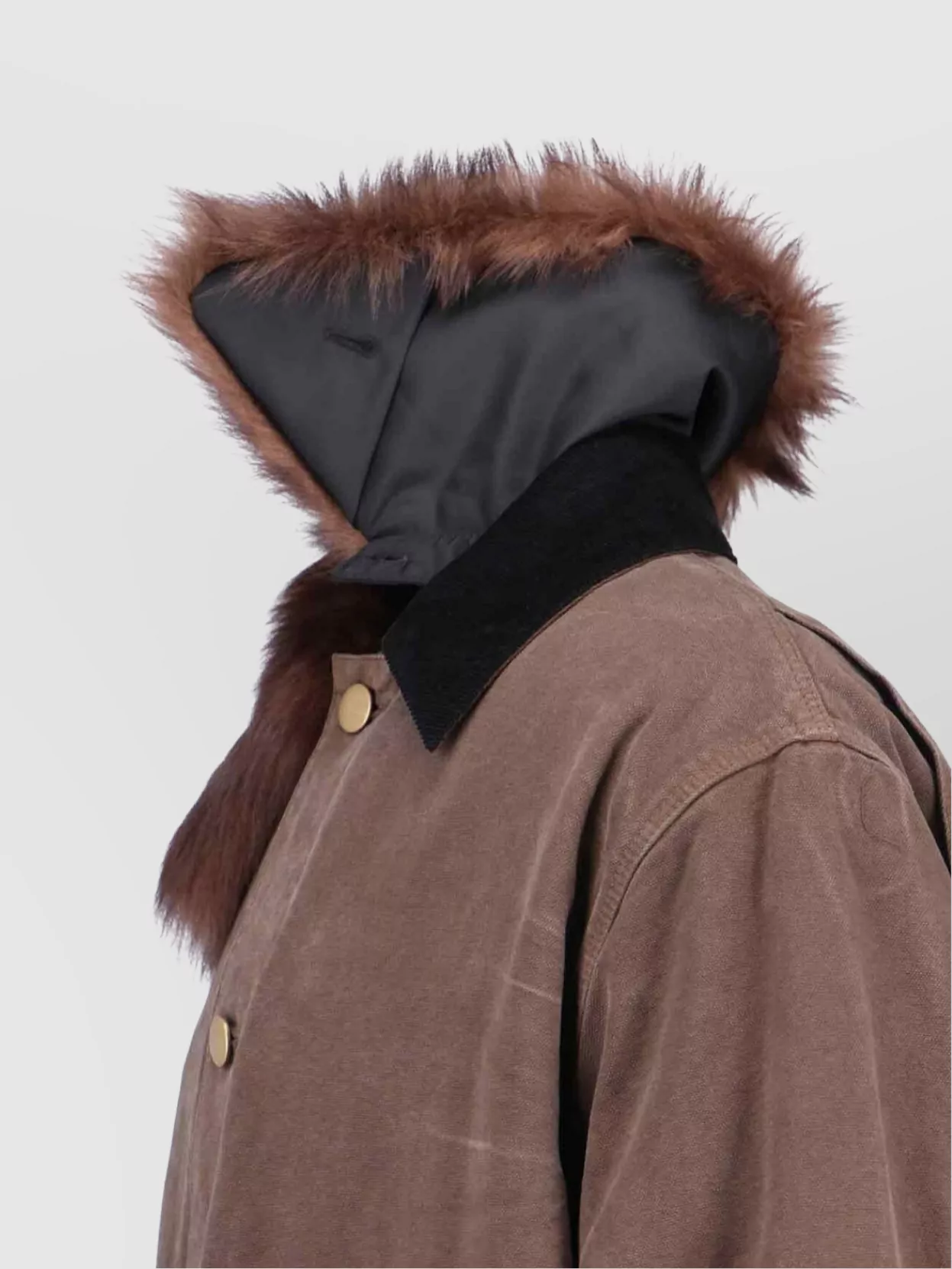 Prada Casual Jacket With Contrast Faux Fur Collar
