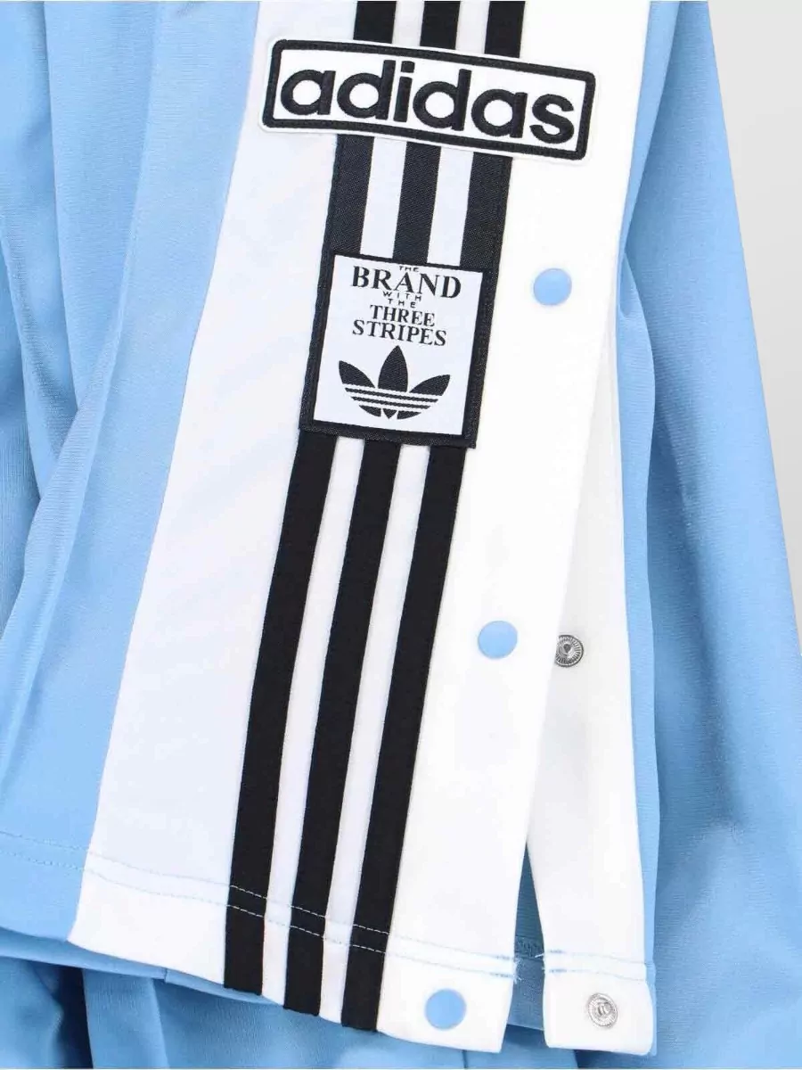 Adidas Straight Trousers Side Pockets Contrast Stripes Snaps