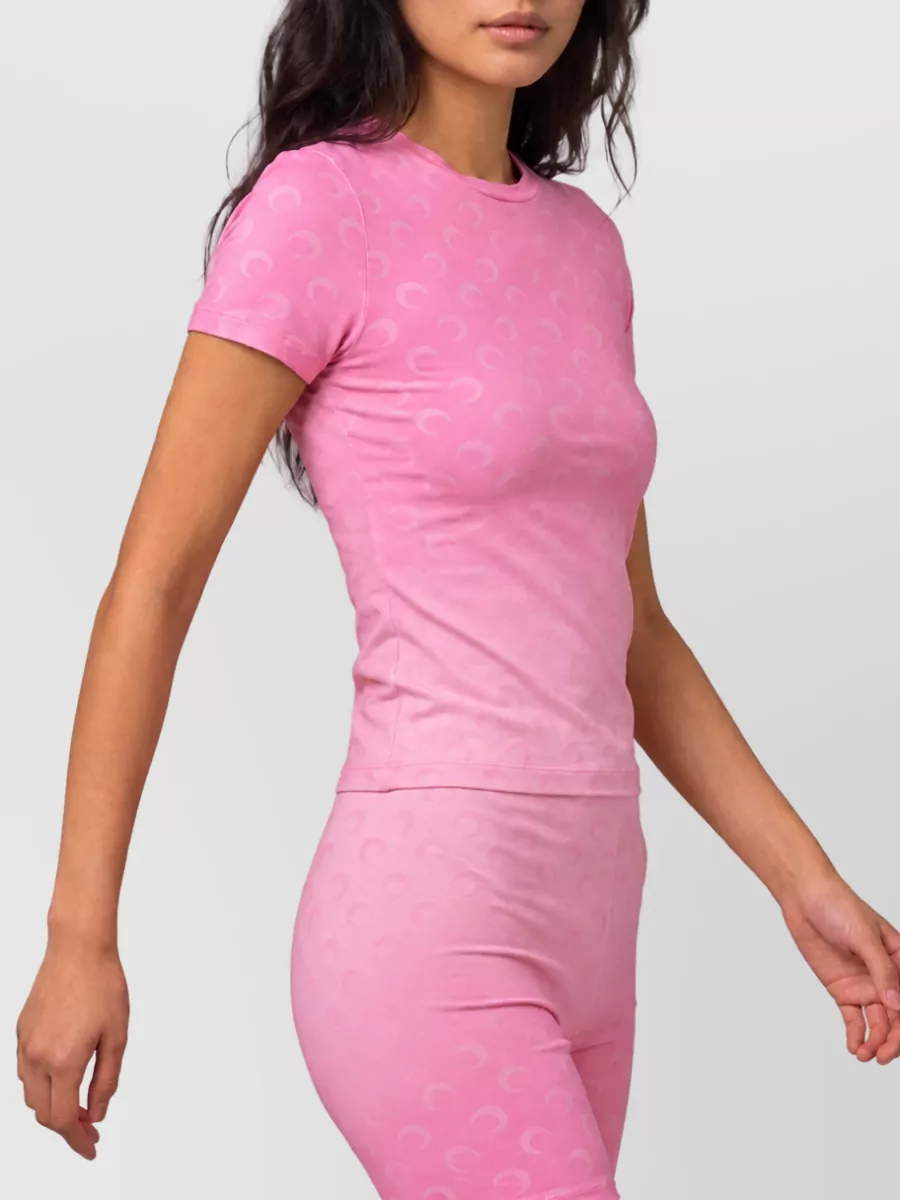 Marine Serre Cotton Ribbed Slim-Fit Cropped Printed T-Shirt