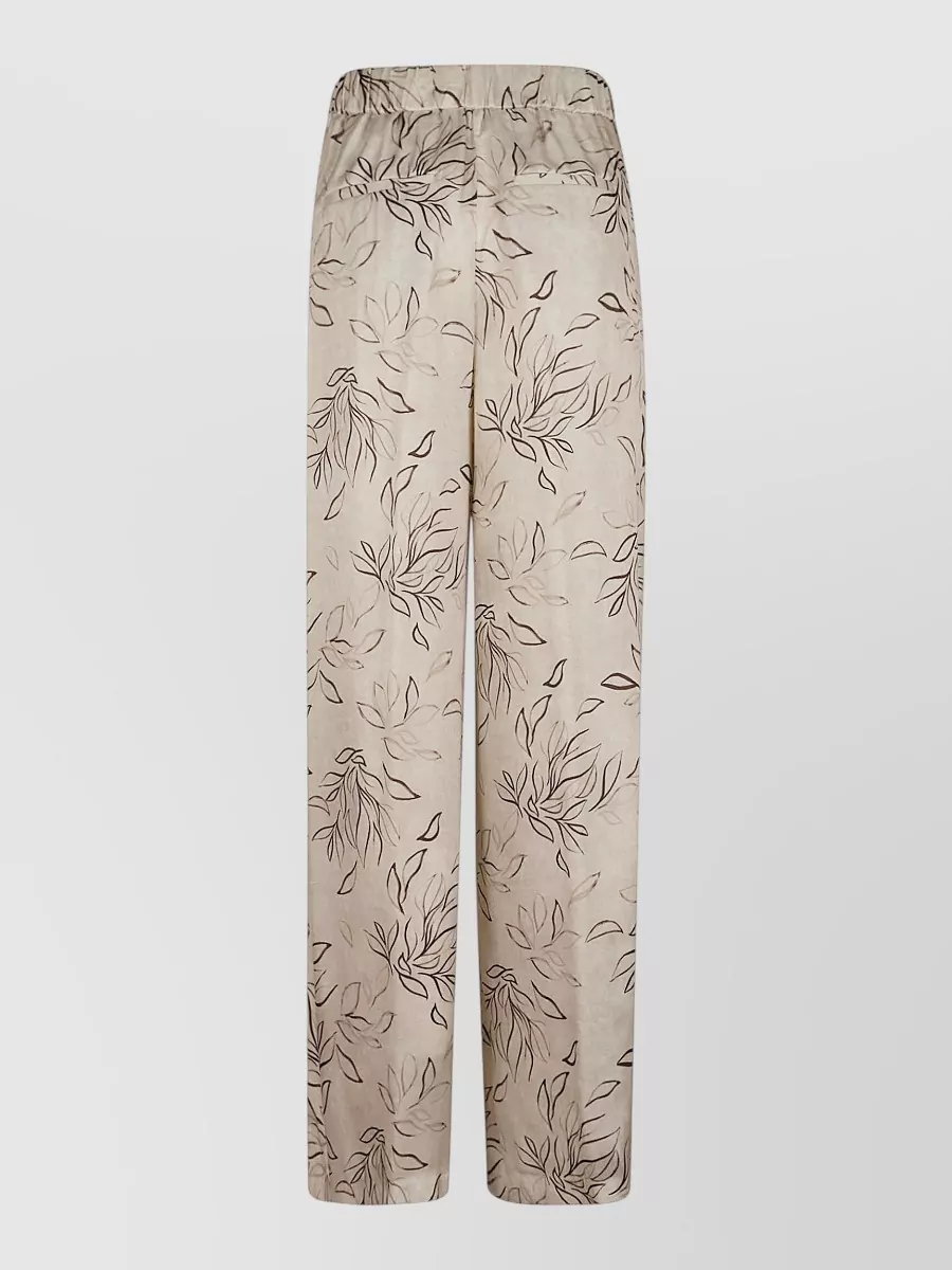 Peserico Botanical-Print Wide-Leg Trousers