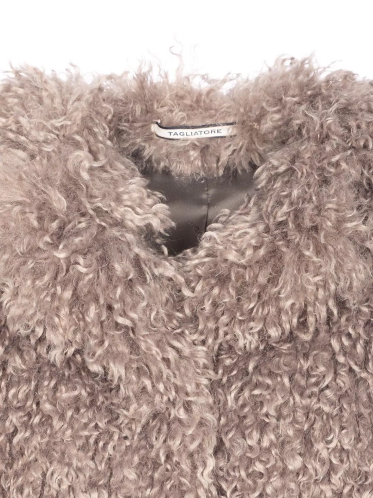 Tagliatore Cropped Textured Coat With Fluffy Faux Fur Exterior In Brown