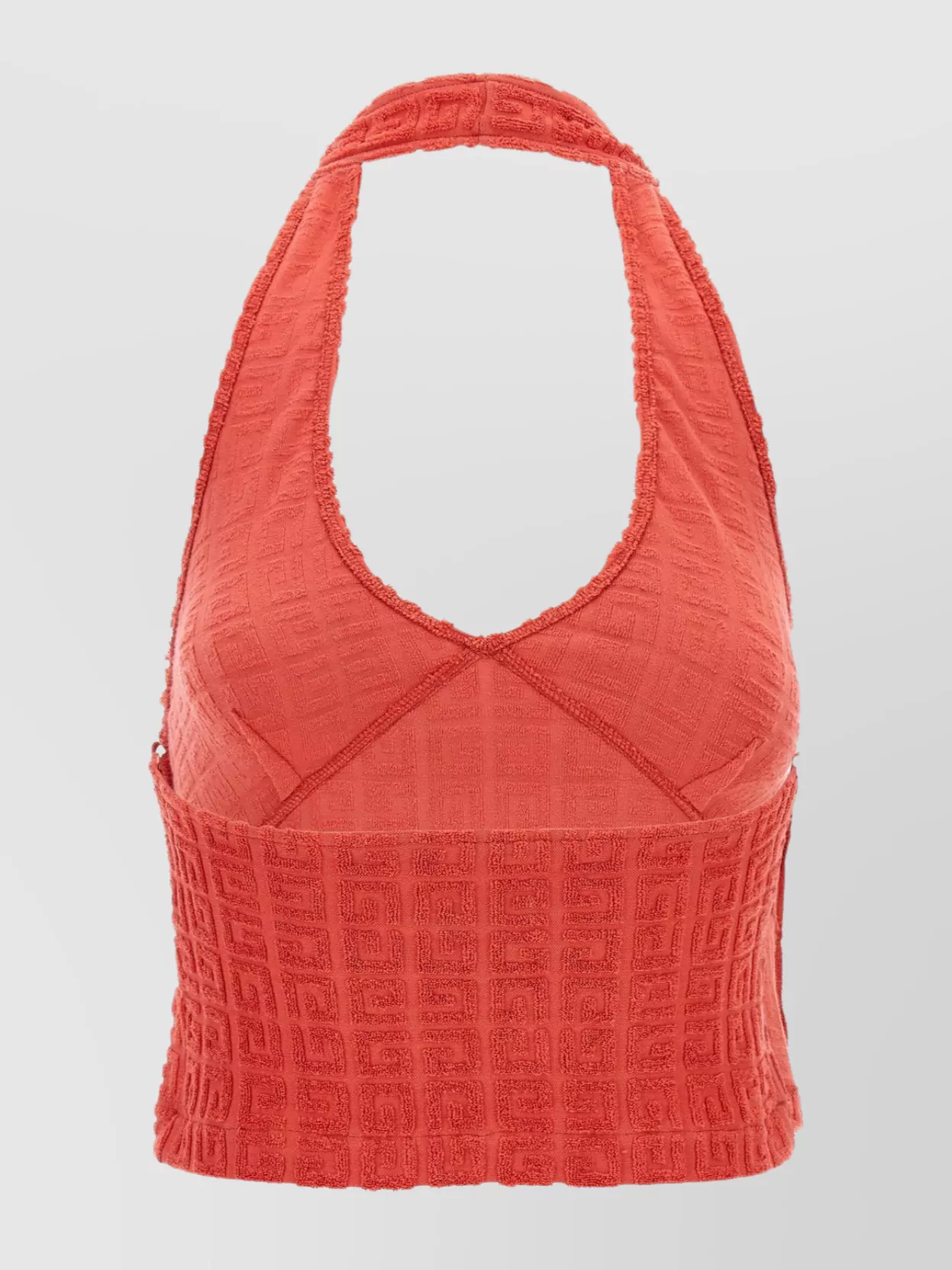 Givenchy Cropped Halterneck Top Square Pattern In Red