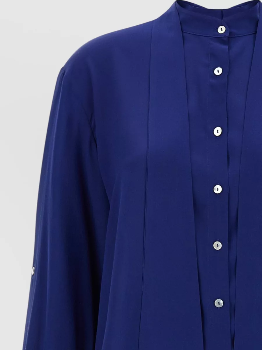 Di.la3 Pari' Silk Crepe De Chine Long-Sleeve Blouse