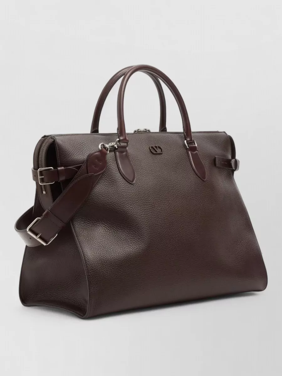 Valentino Deer Leather Large Double Handle Briefcase