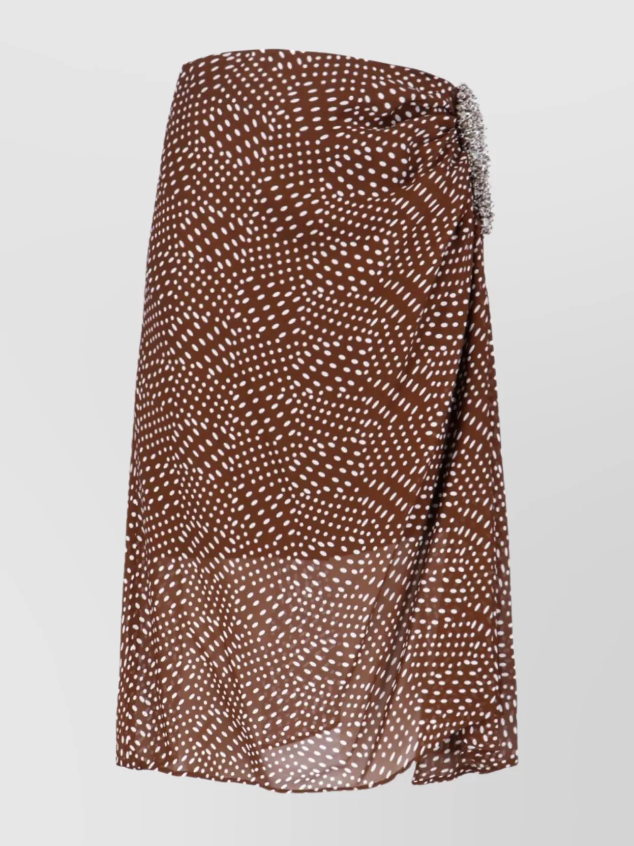Dries Van Noten Asymmetric Midi Skirt Embellished Detail In Brown