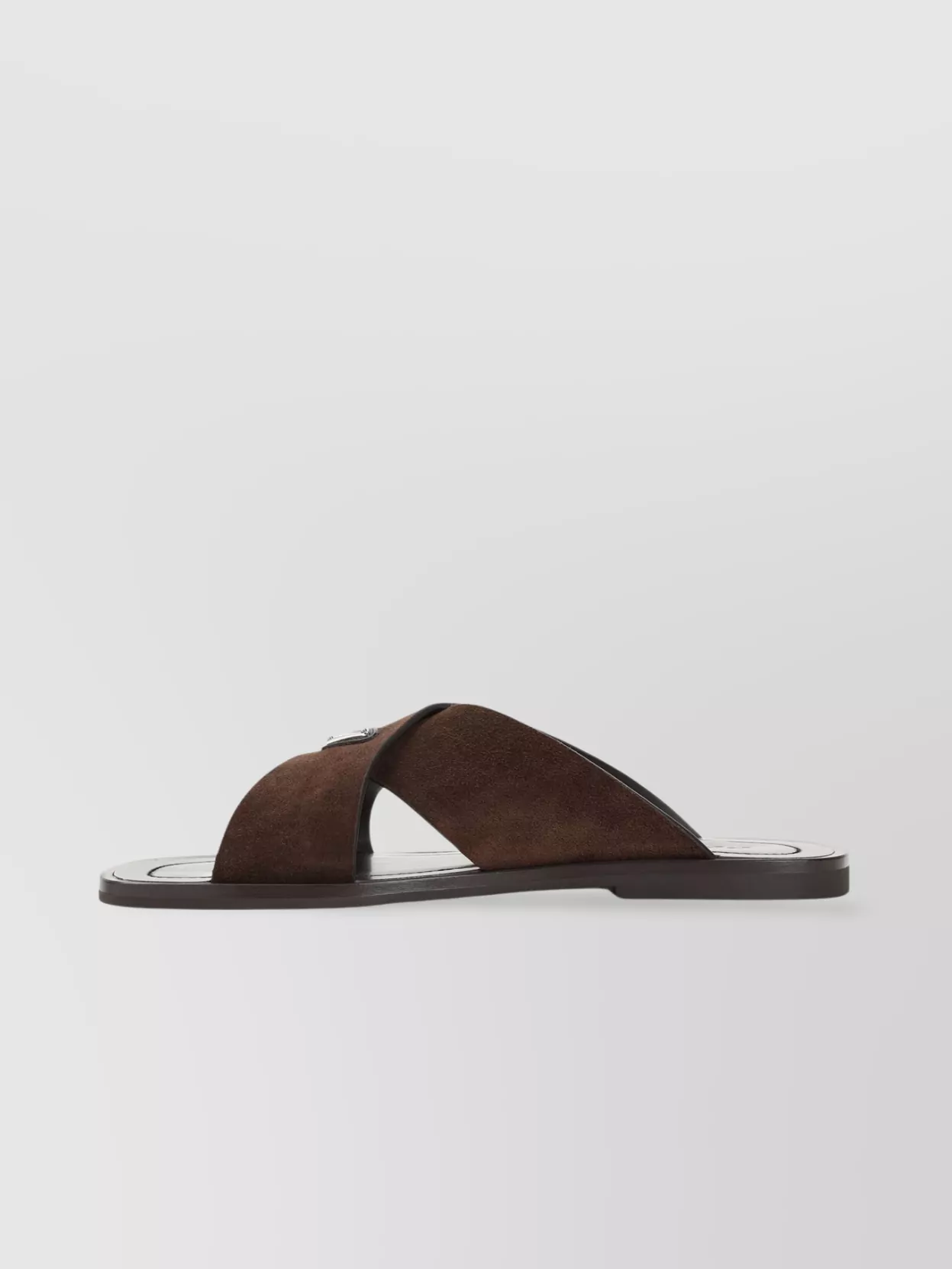 Prada Suede Leather Flat Sole Sandals In Brown