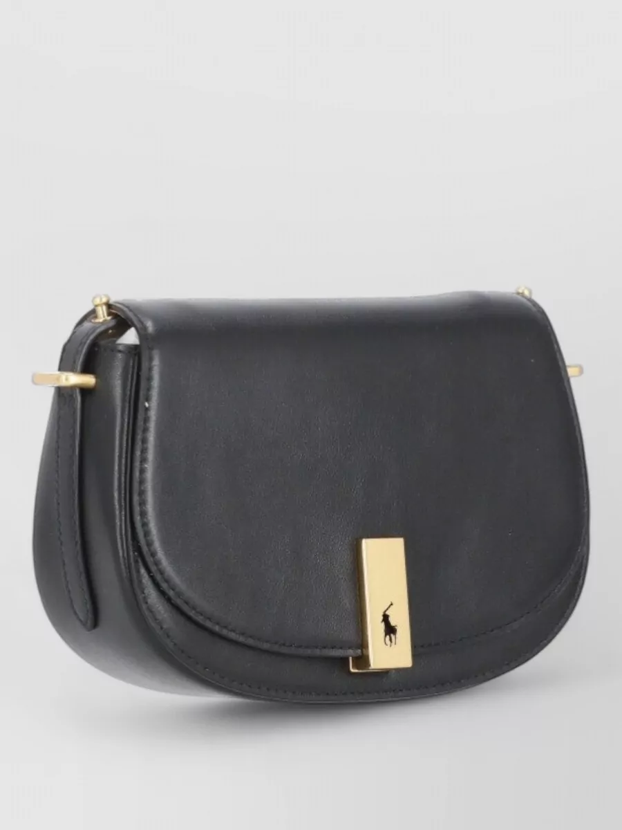 Ralph Lauren Smooth Leather Shoulder Bag Adjustable Strap Hardware