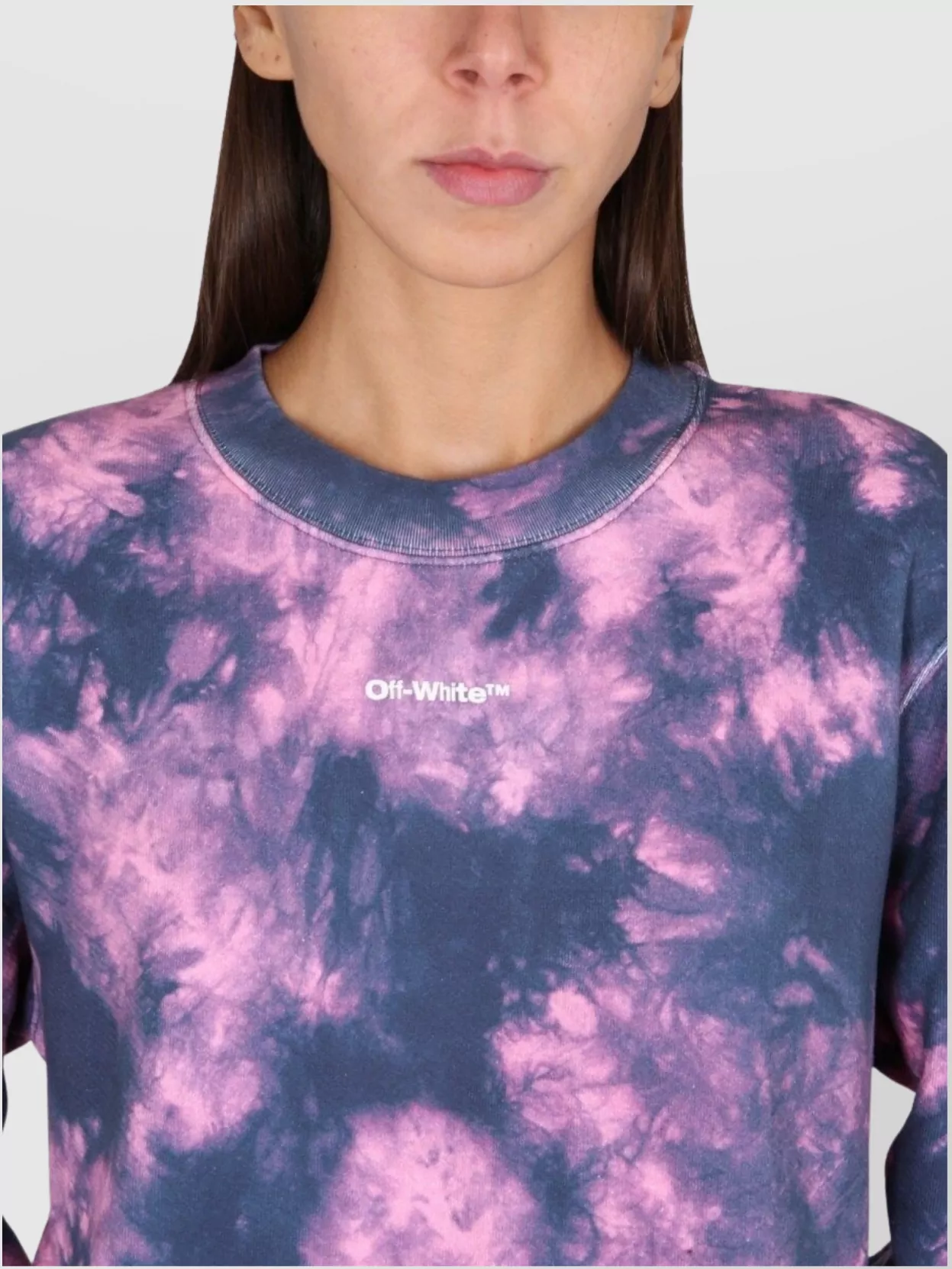 Off-White Crew Neck Tie-Dye Sweatshirt Dress