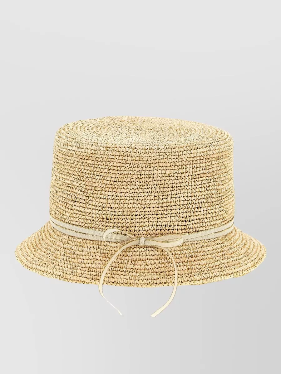 Ruslan Baginskiy Woven raffia bucket hat with frayed edge | The