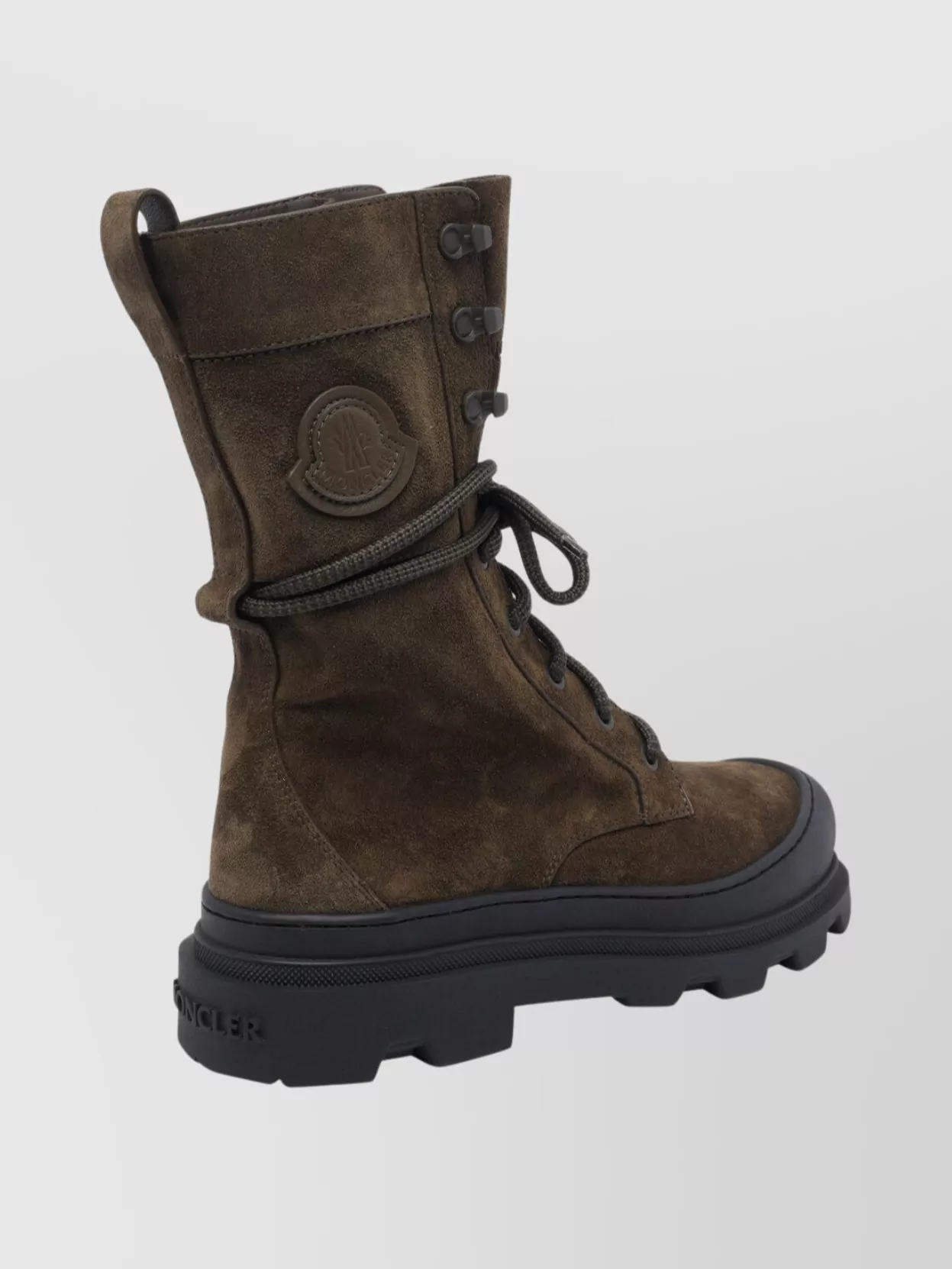 Moncler High Top Suede Ankle Boots With Rubber Sole