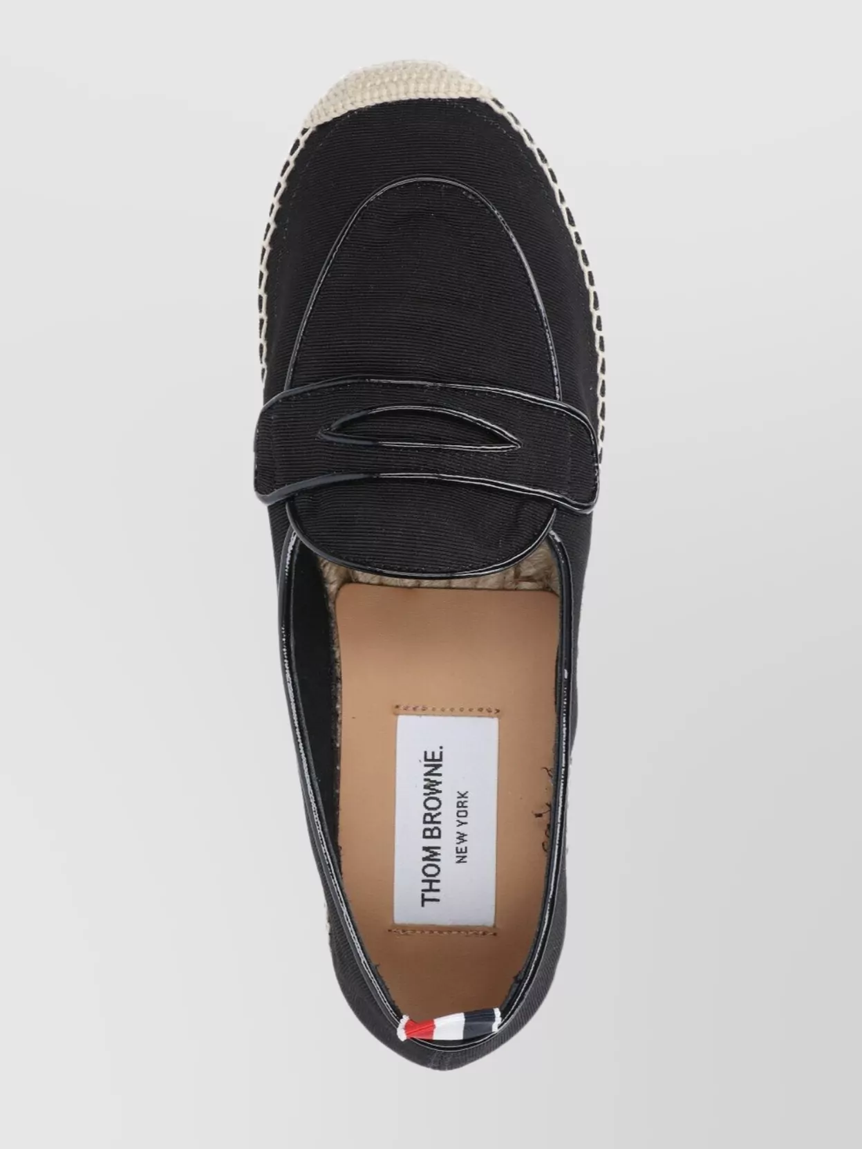 Thom Browne Round Toe Espadrille Sole Ballerina Shoes In Black